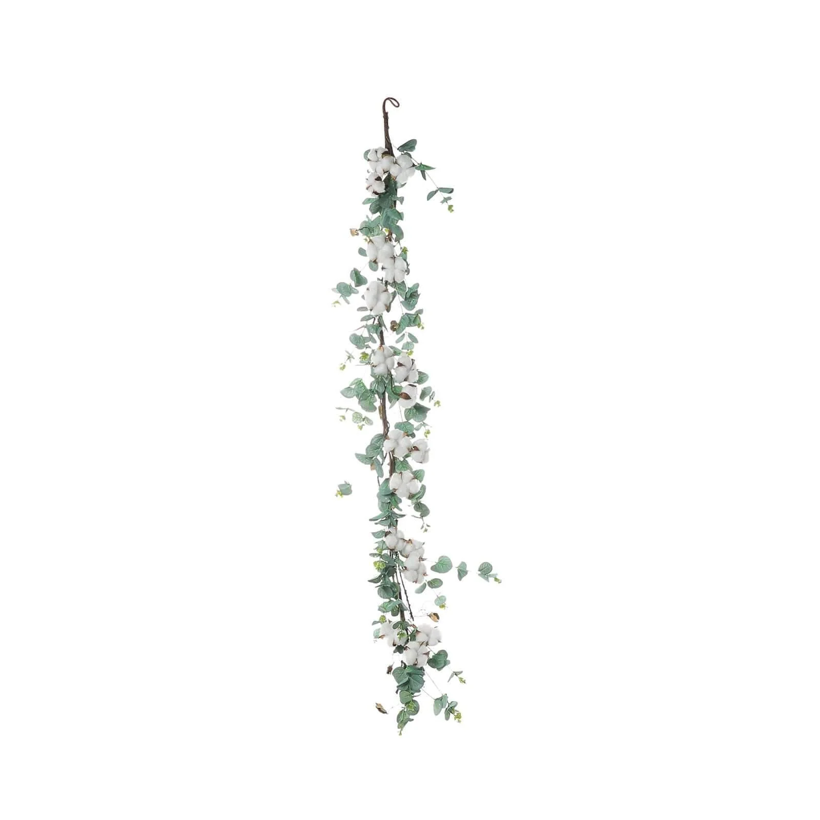 Green Artificial Eucalyptus Leaf, White Cotton Ball Garland Vine 5ft - Image 6