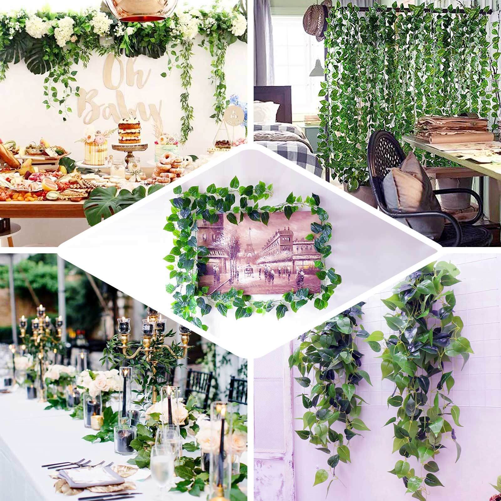 Green Real Touch Artificial Poplar Leaf Garland, Flexible Vine 5ft - Image 5