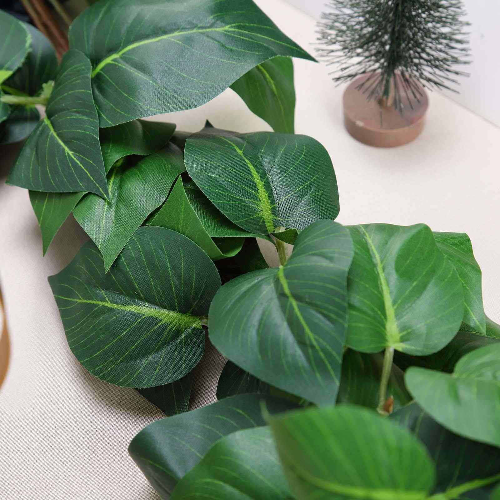 Green Real Touch Artificial Poplar Leaf Garland, Flexible Vine 5ft - Image 8
