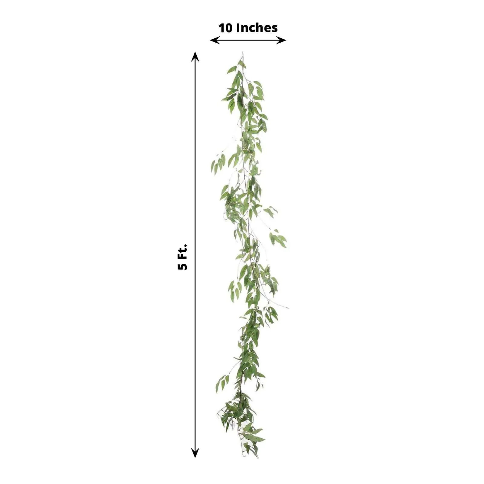 Green Real Touch Artificial Willow Leaf Garland, Flexible Vine 5ft - Image 3