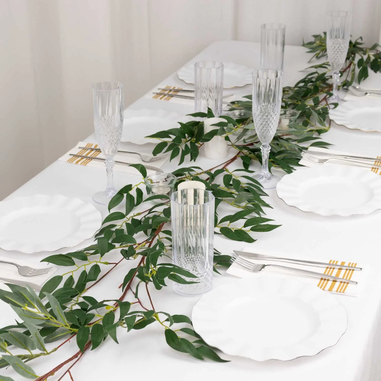Green Real Touch Artificial Willow Leaf Garland, Flexible Vine 5ft - Image 7