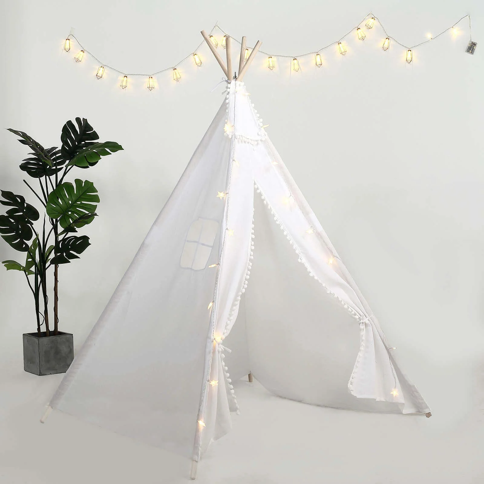Kids Linen Teepee Play Tent, Toddler Indoor/Outdoor Playhouse With Window 5ft - Image 12