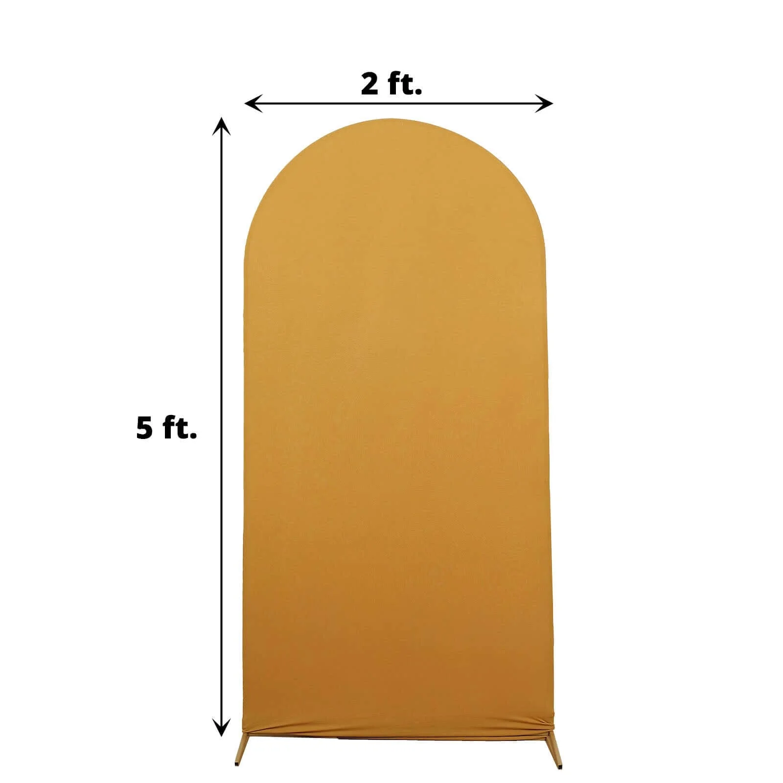 Matte Gold Spandex Fitted Wedding Arch Cover For Round Top Chiara Backdrop Stand 5ft - Image 3