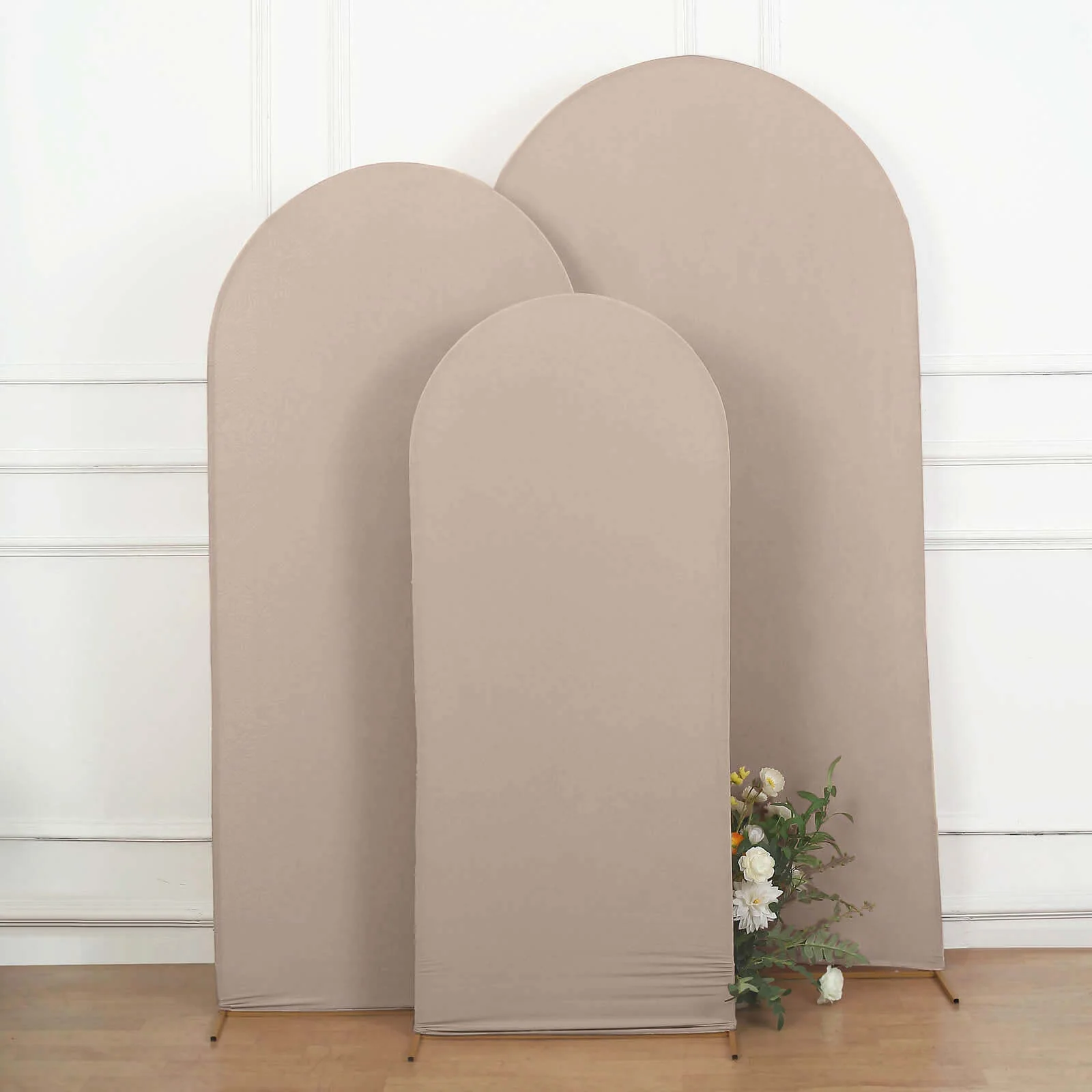 Matte Nude Spandex Fitted Wedding Arch Cover For Round Top Chiara Backdrop Stand 5ft - Image 2