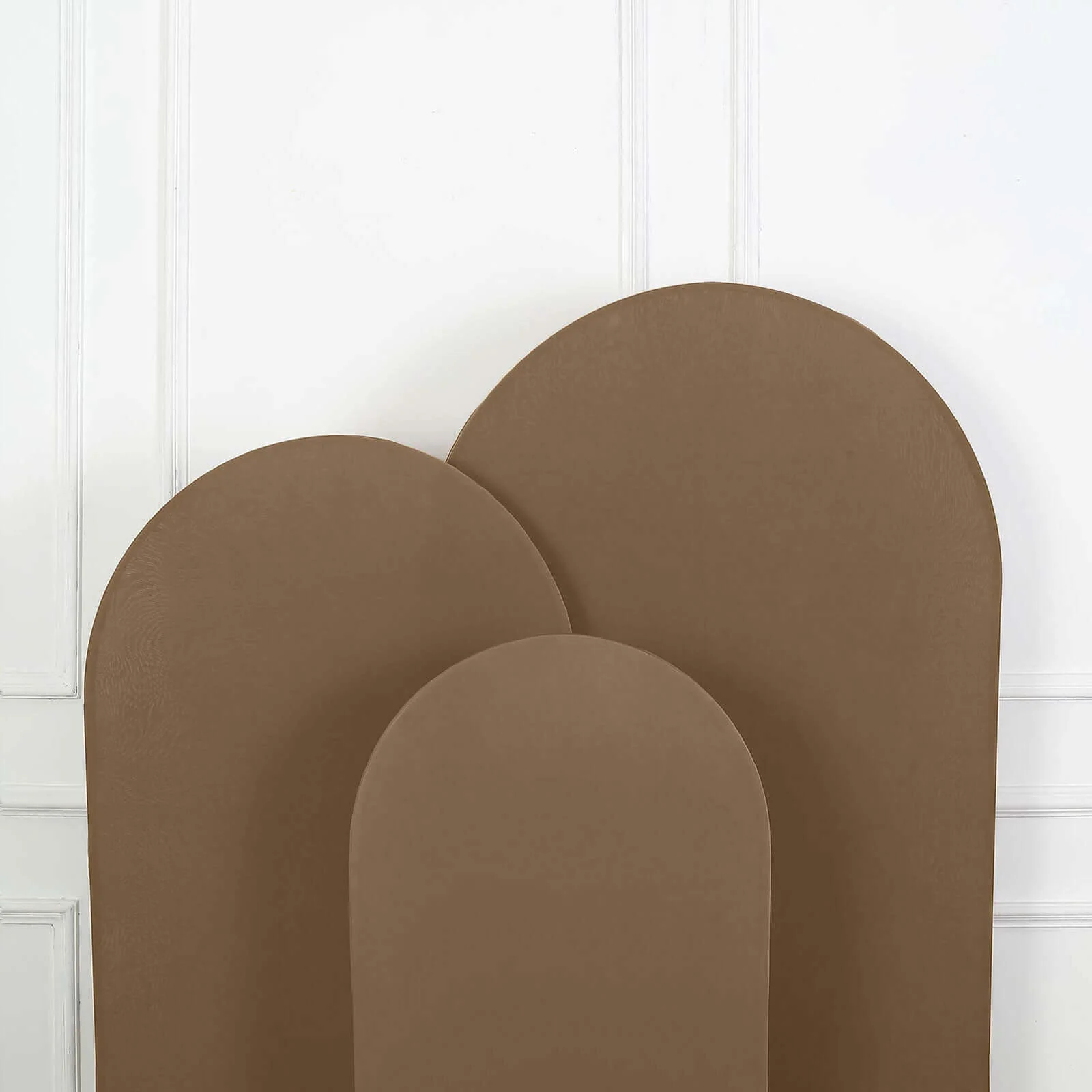 Matte Taupe Spandex Fitted Wedding Arch Cover For Round Top Chiara Backdrop Stand 5ft - Image 10