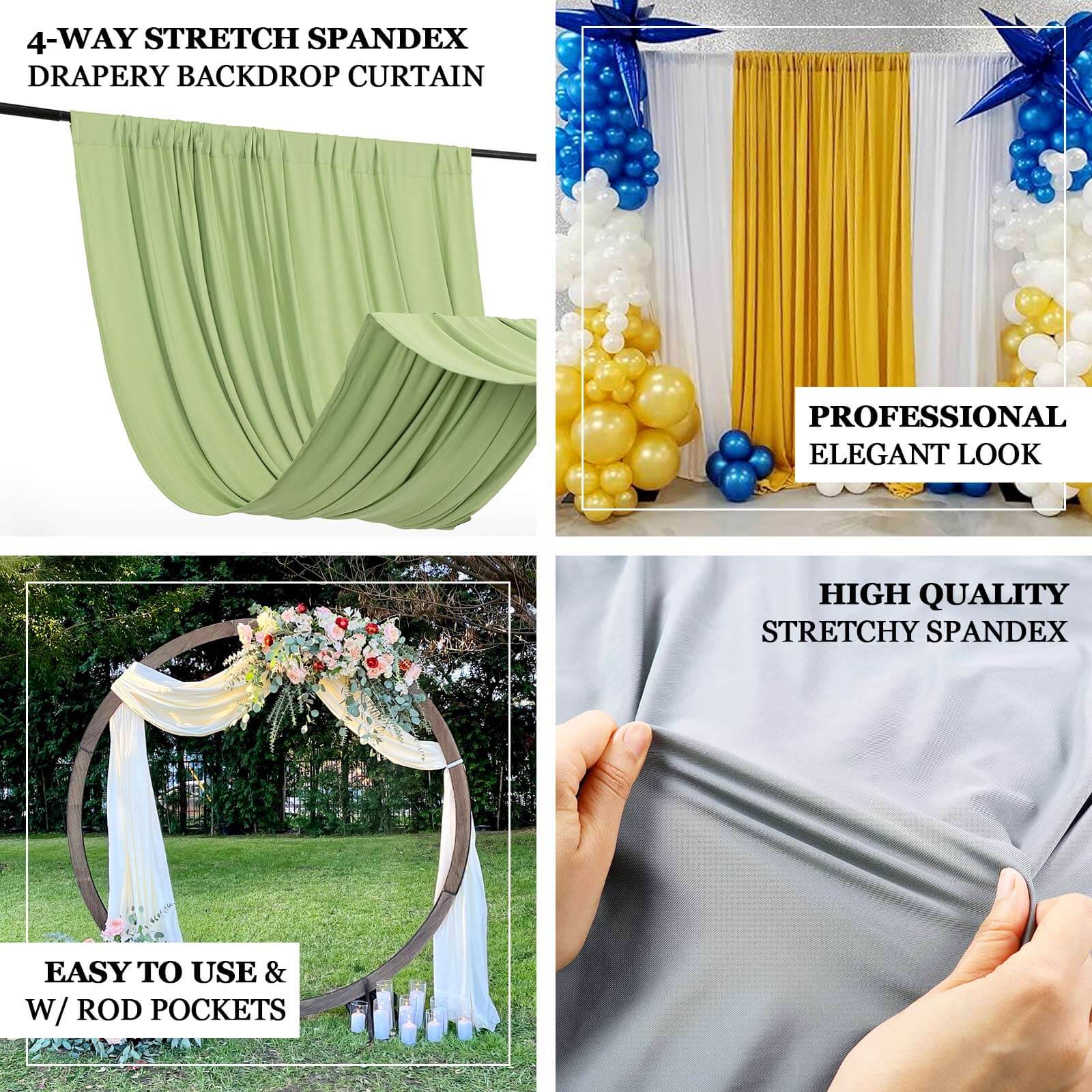 Red 4-Way Stretch Spandex Backdrop Drape Curtain, Wrinkle Free Event Divider Panel with Rod Pockets - 5ftx10ft - Image 4