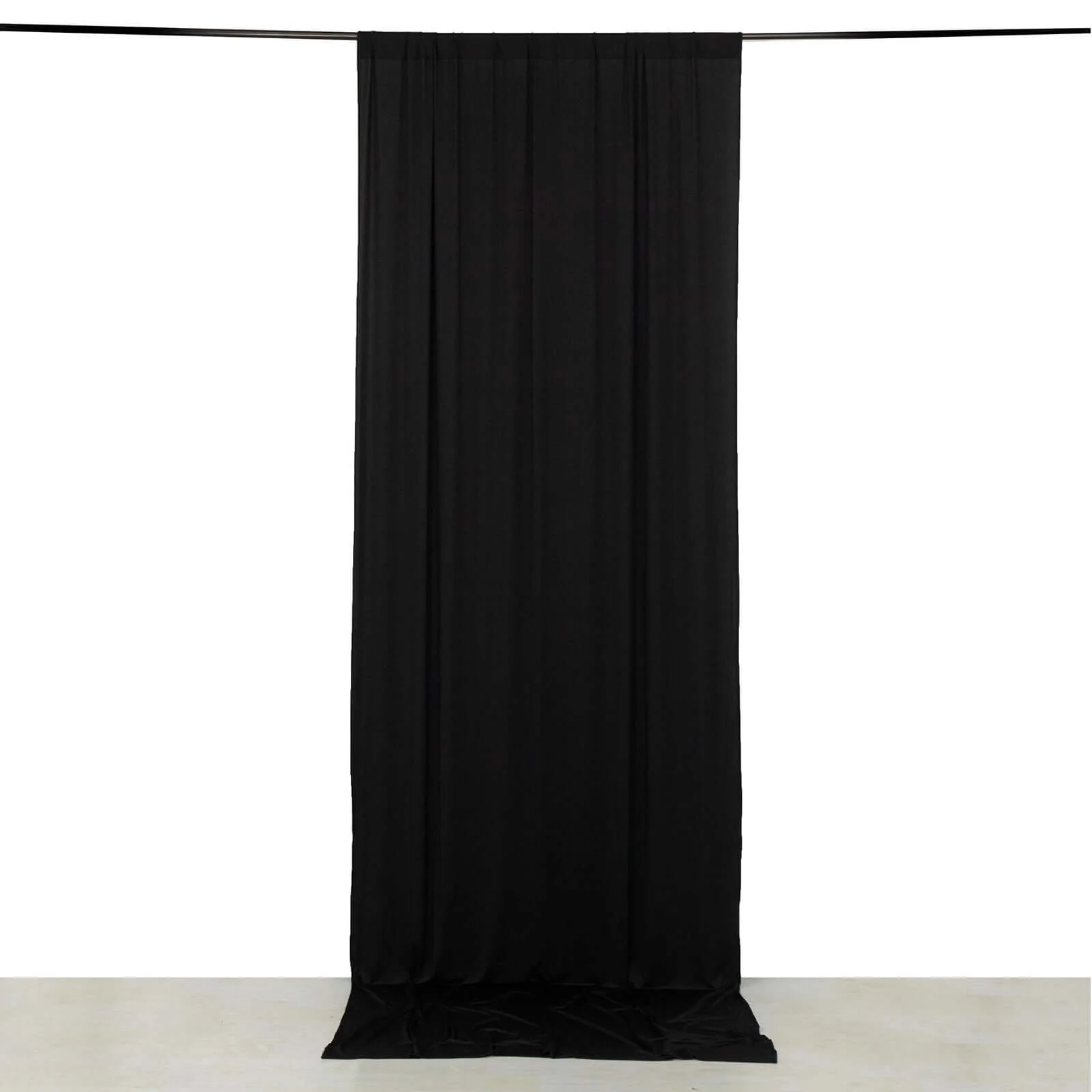 Black 4-Way Stretch Spandex Backdrop Drape Curtain, Wrinkle Free Event Divider Panel with Rod Pockets - 5ftx12ft - Image 2