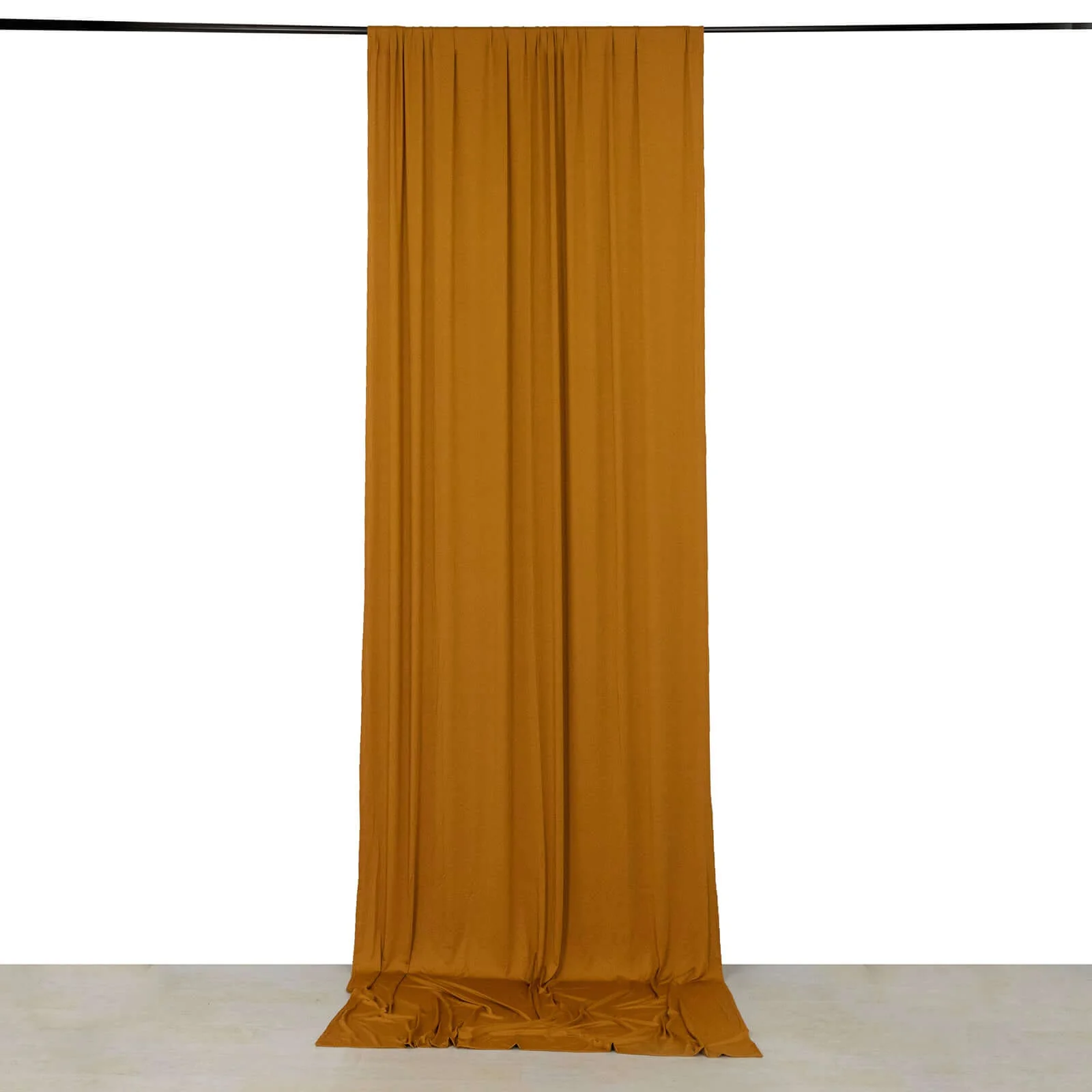 Gold 4-Way Stretch Spandex Backdrop Drape Curtain, Wrinkle Free Event Divider Panel with Rod Pockets - 5ftx12ft - Image 2