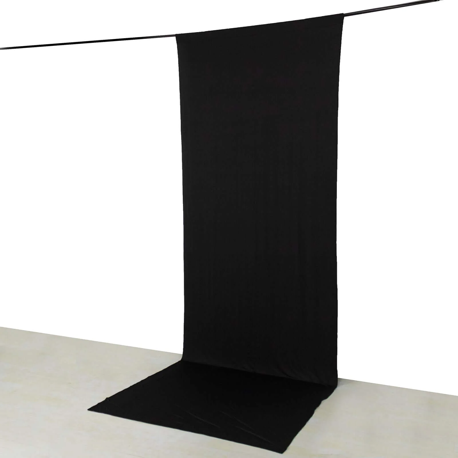 Black 4-Way Stretch Spandex Backdrop Drape Curtain, Wrinkle Free Event Divider Panel with Rod Pockets - 5ftx14ft - Image 3