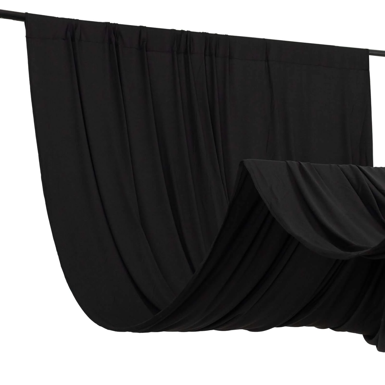 Black 4-Way Stretch Spandex Backdrop Drape Curtain, Wrinkle Free Event Divider Panel with Rod Pockets - 5ftx14ft - Image 8
