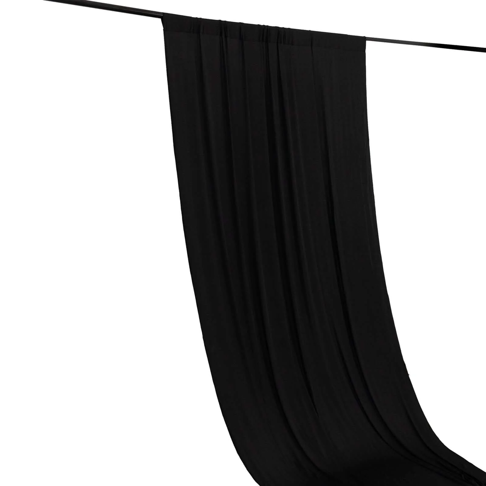 Black 4-Way Stretch Spandex Backdrop Drape Curtain, Wrinkle Free Event Divider Panel with Rod Pockets - 5ftx16ft