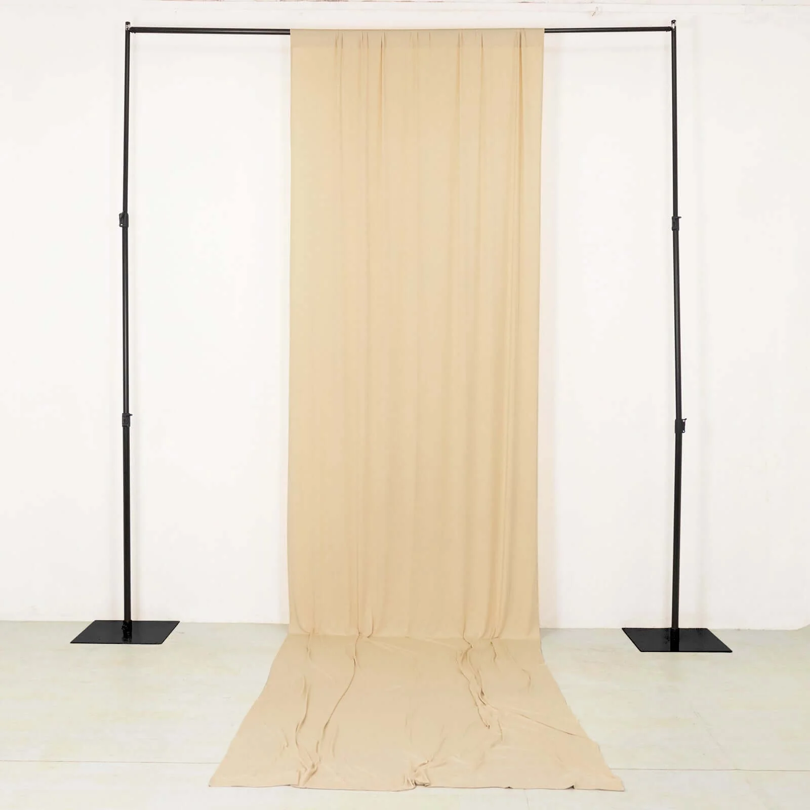 Beige 4-Way Stretch Spandex Backdrop Drape Curtain, Wrinkle Free Event Divider Panel with Rod Pockets - 5ftx16ft - Image 2