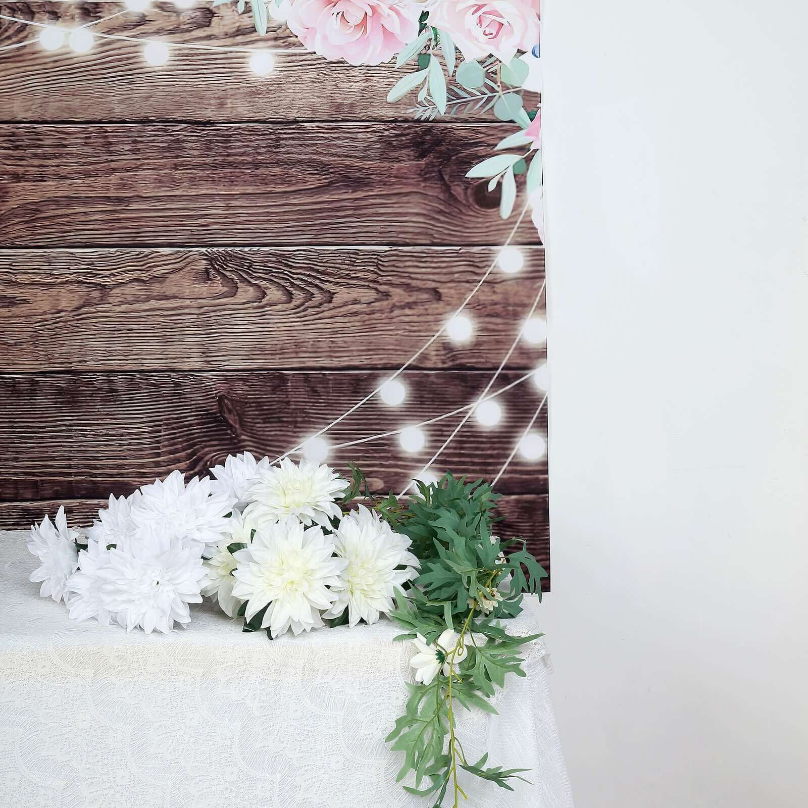 Rustic Wood and String Lights Print Vinyl Photography Backdrop 5ftx7ft - Image 2