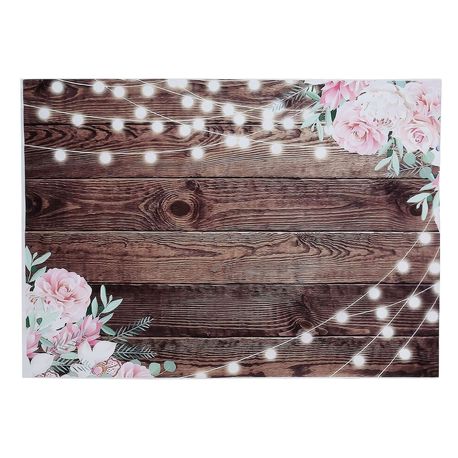 Rustic Wood and String Lights Print Vinyl Photography Backdrop 5ftx7ft - Image 7