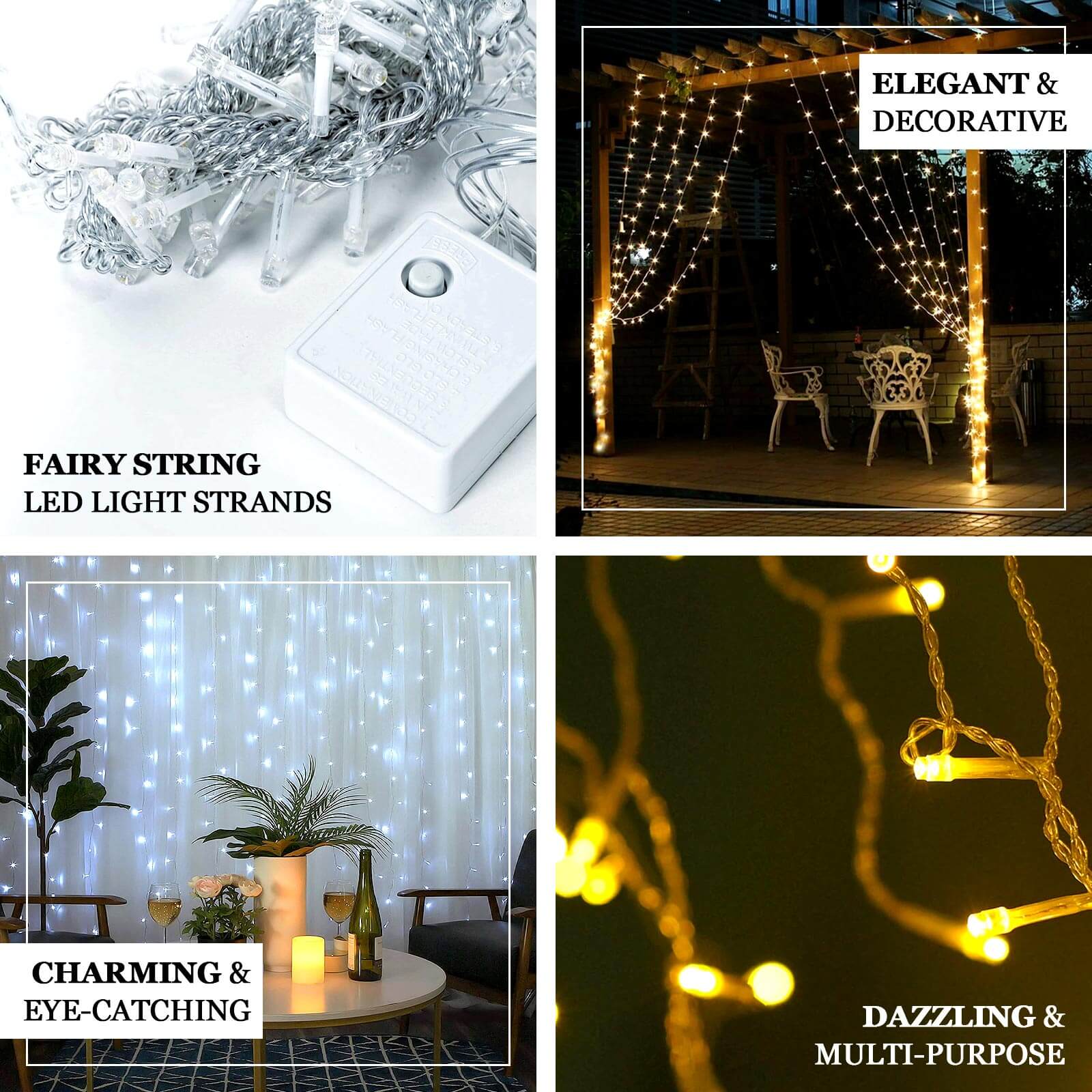 Warm White 192 LED Icicle Curtain Fairy String Lights with 8 Modes 5ftx8ft - Image 4