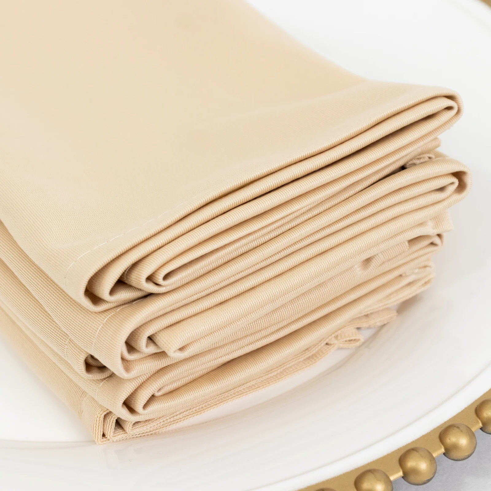 5 Pack Scuba Cloth Napkins – 17"x17" Beige, Wrinkle-Free & Reusable Table Napkins - Image 2