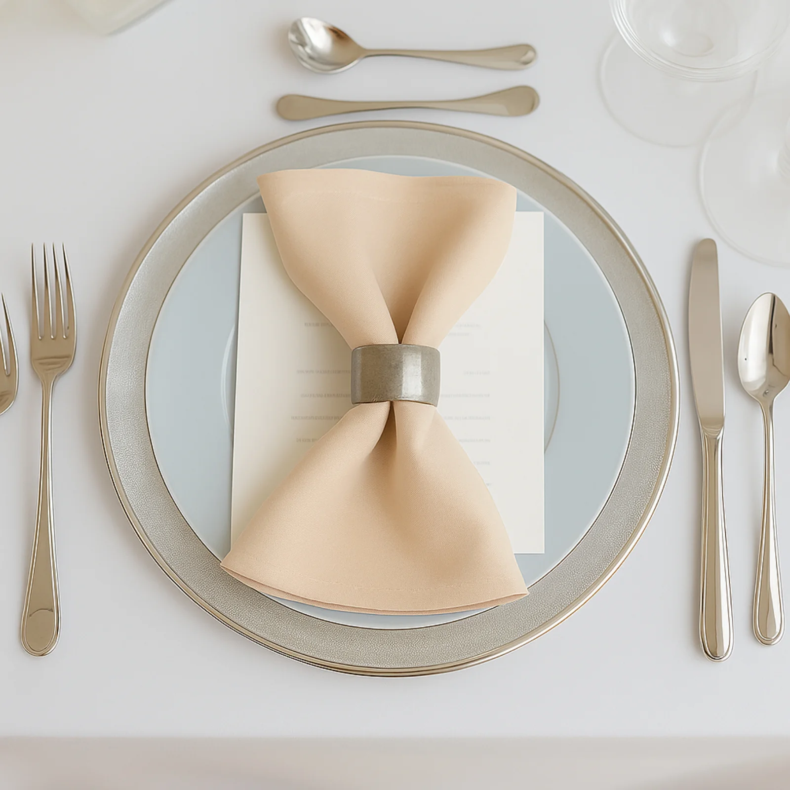 5 Pack Scuba Cloth Napkins – 17"x17" Beige, Wrinkle-Free & Reusable Table Napkins - Image 3