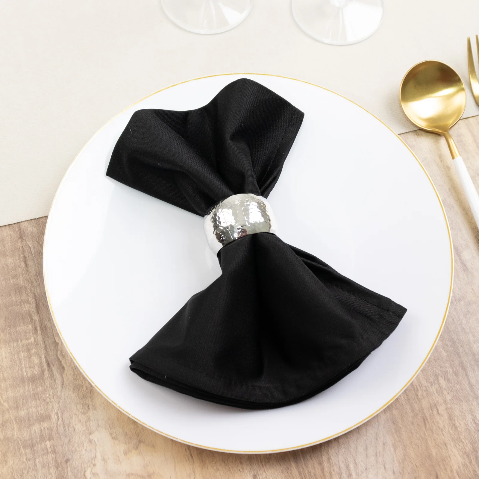 5 Pack Scuba Cloth Napkins – 17"x17" Black, Wrinkle-Free & Reusable Table Napkins - Image 9