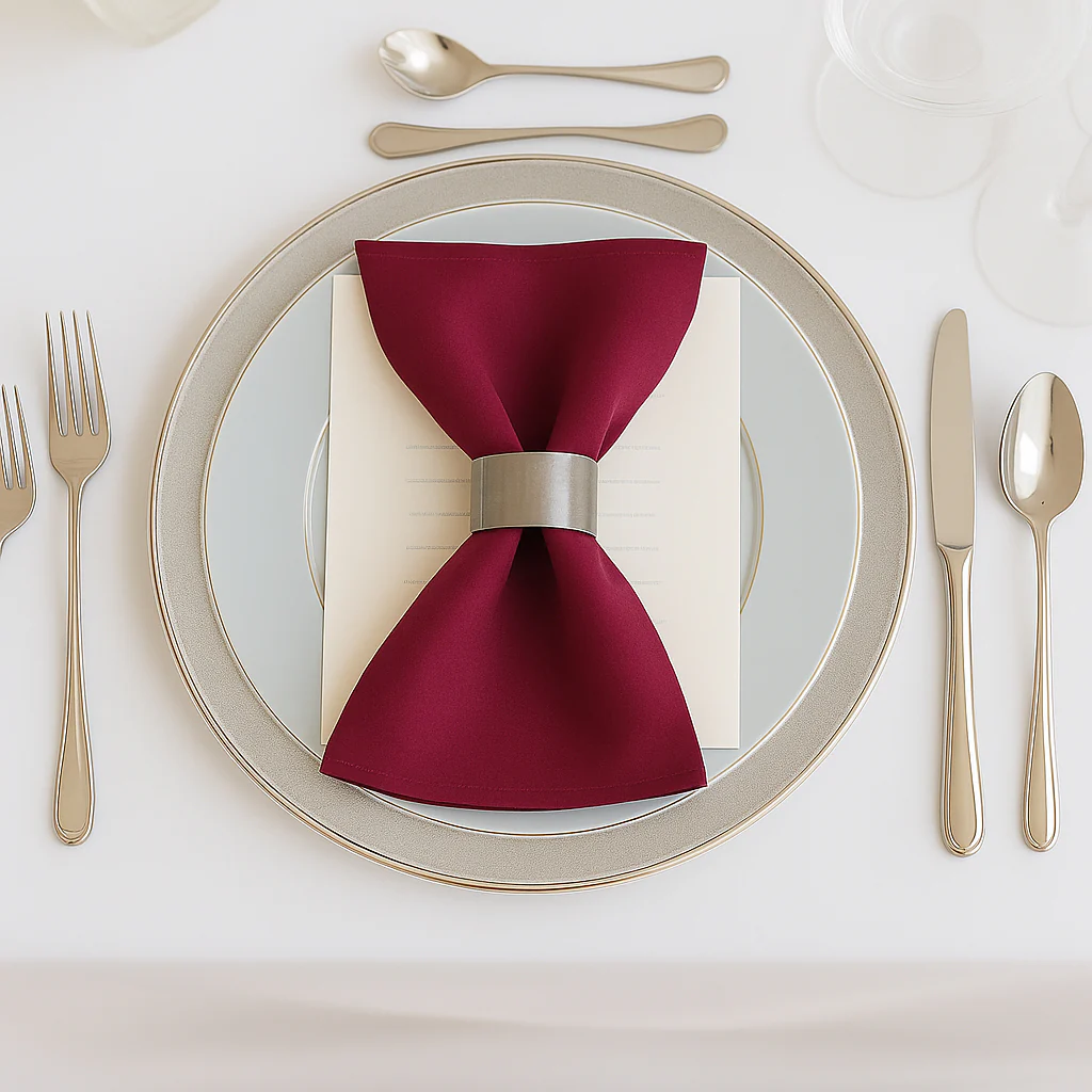 5 Pack Scuba Cloth Napkins – 17"x17" Burgundy, Wrinkle-Free & Reusable Table Napkins - Image 3