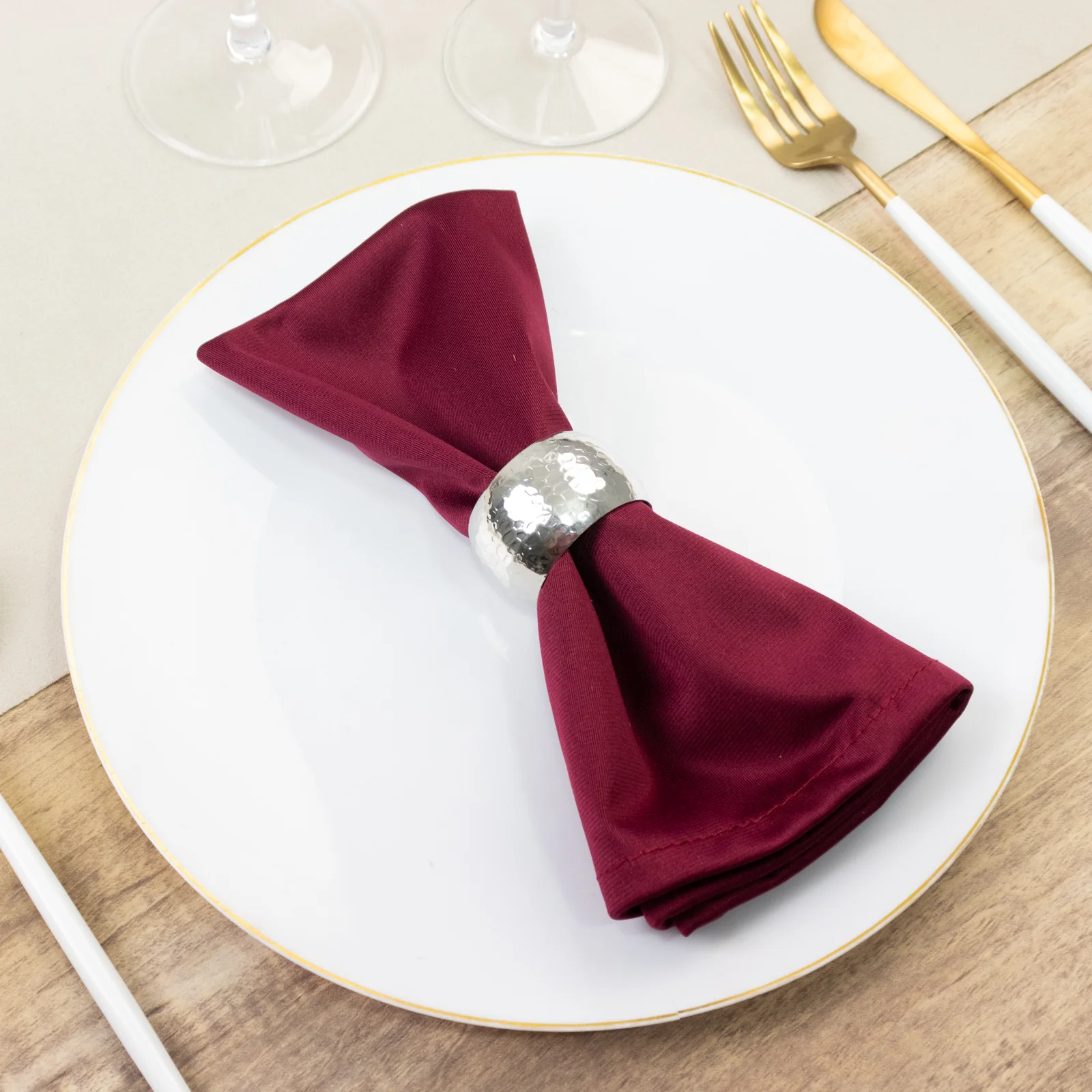 5 Pack Scuba Cloth Napkins – 17"x17" Burgundy, Wrinkle-Free & Reusable Table Napkins - Image 9