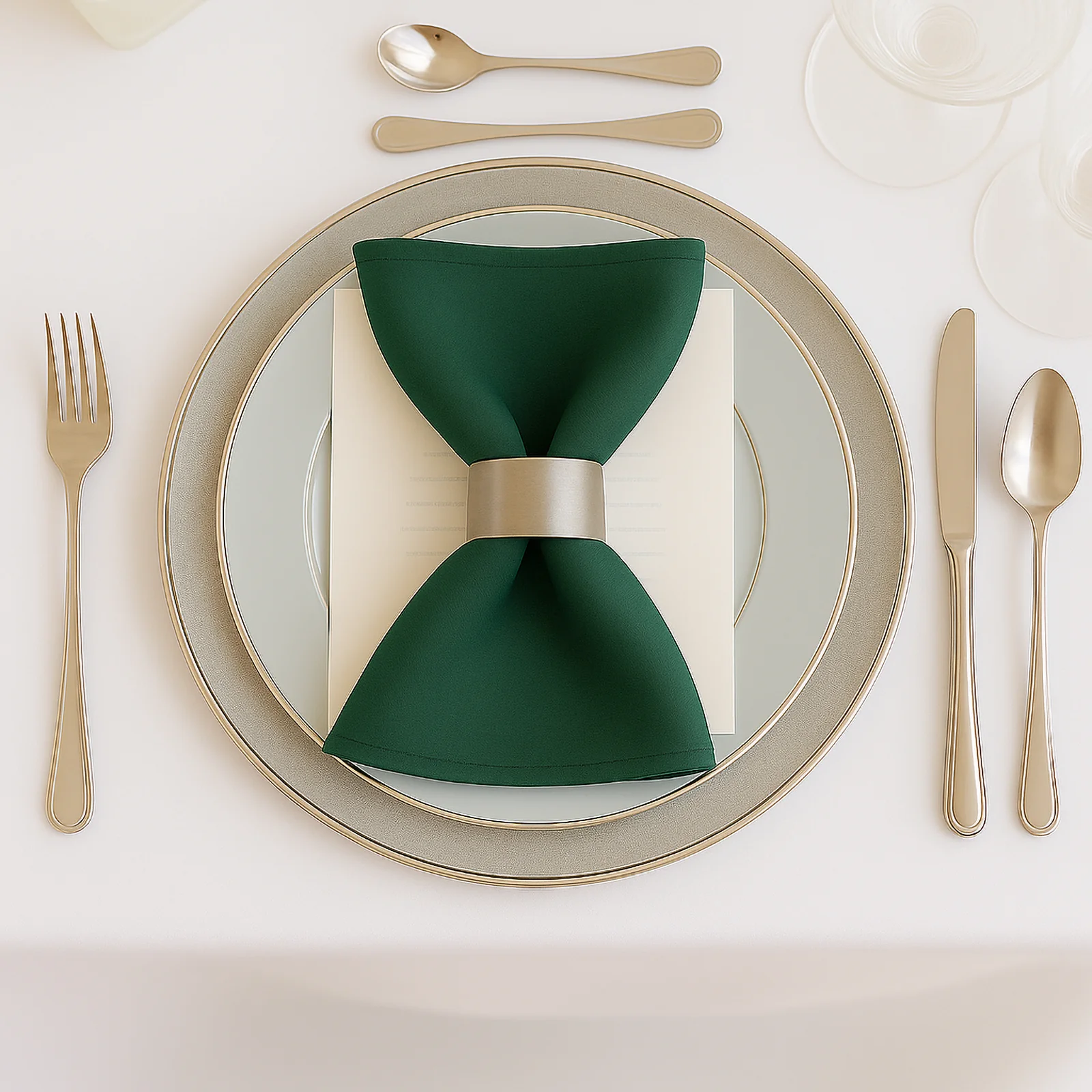 5 Pack Scuba Cloth Napkins – 17"x17" Hunter Emerald Green, Wrinkle-Free & Reusable Table Napkins - Image 3