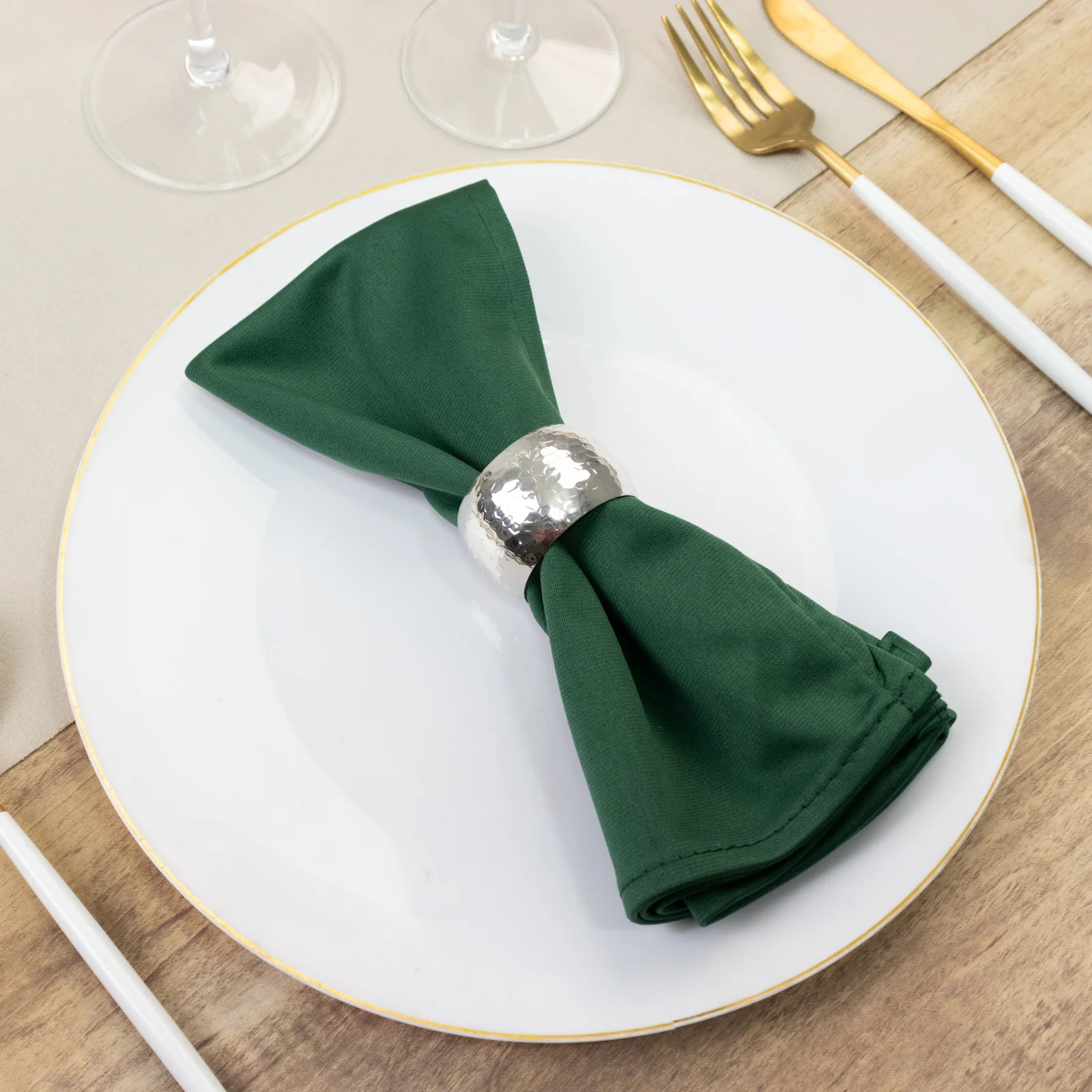 5 Pack Scuba Cloth Napkins – 17"x17" Hunter Emerald Green, Wrinkle-Free & Reusable Table Napkins - Image 9