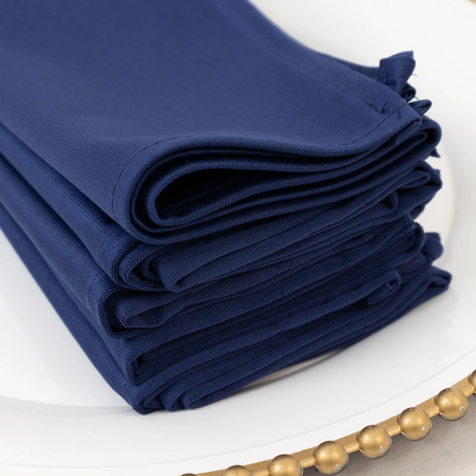5 Pack Scuba Cloth Napkins – 17"x17" Navy Blue, Wrinkle-Free & Reusable Table Napkins - Image 2