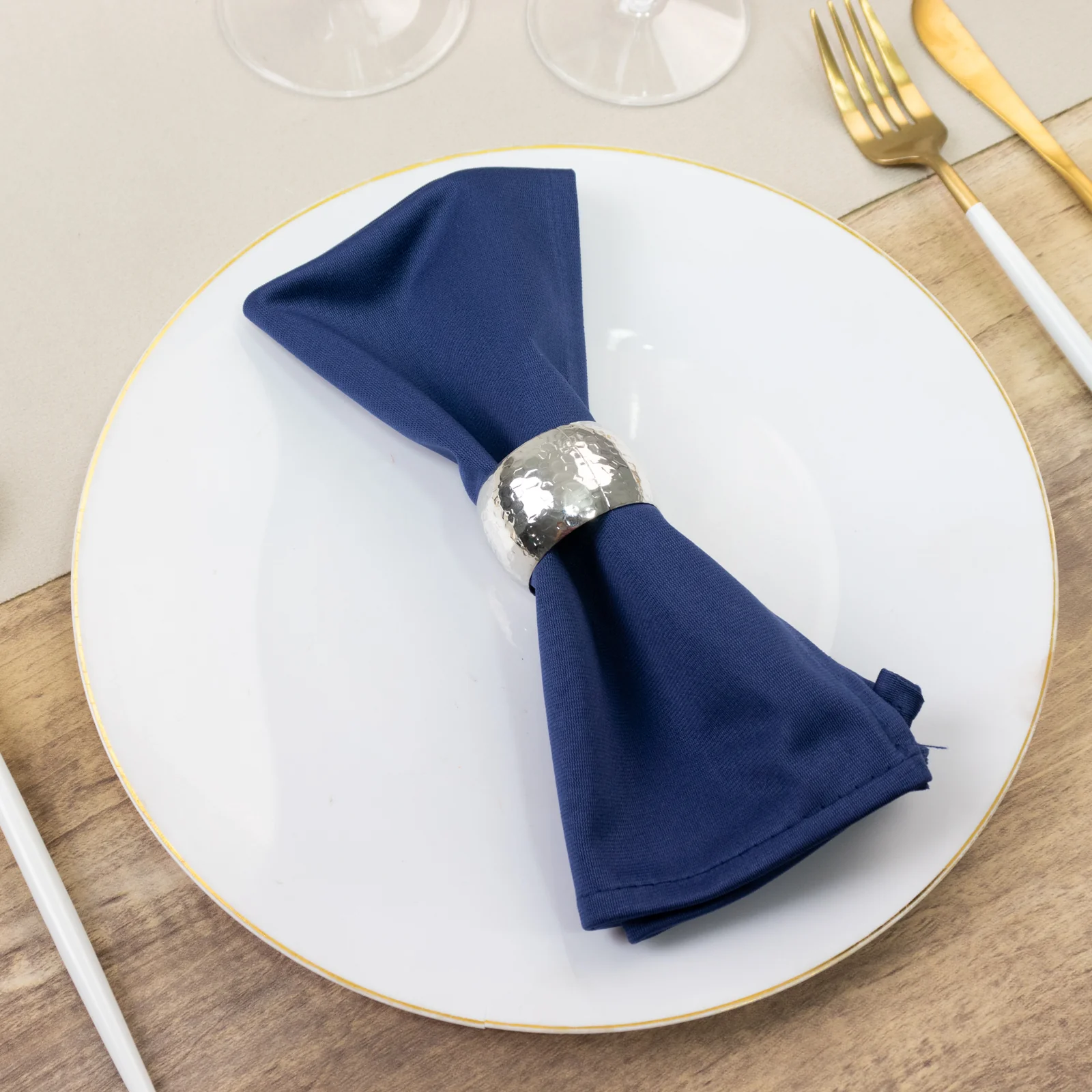 5 Pack Scuba Cloth Napkins – 17"x17" Navy Blue, Wrinkle-Free & Reusable Table Napkins - Image 9