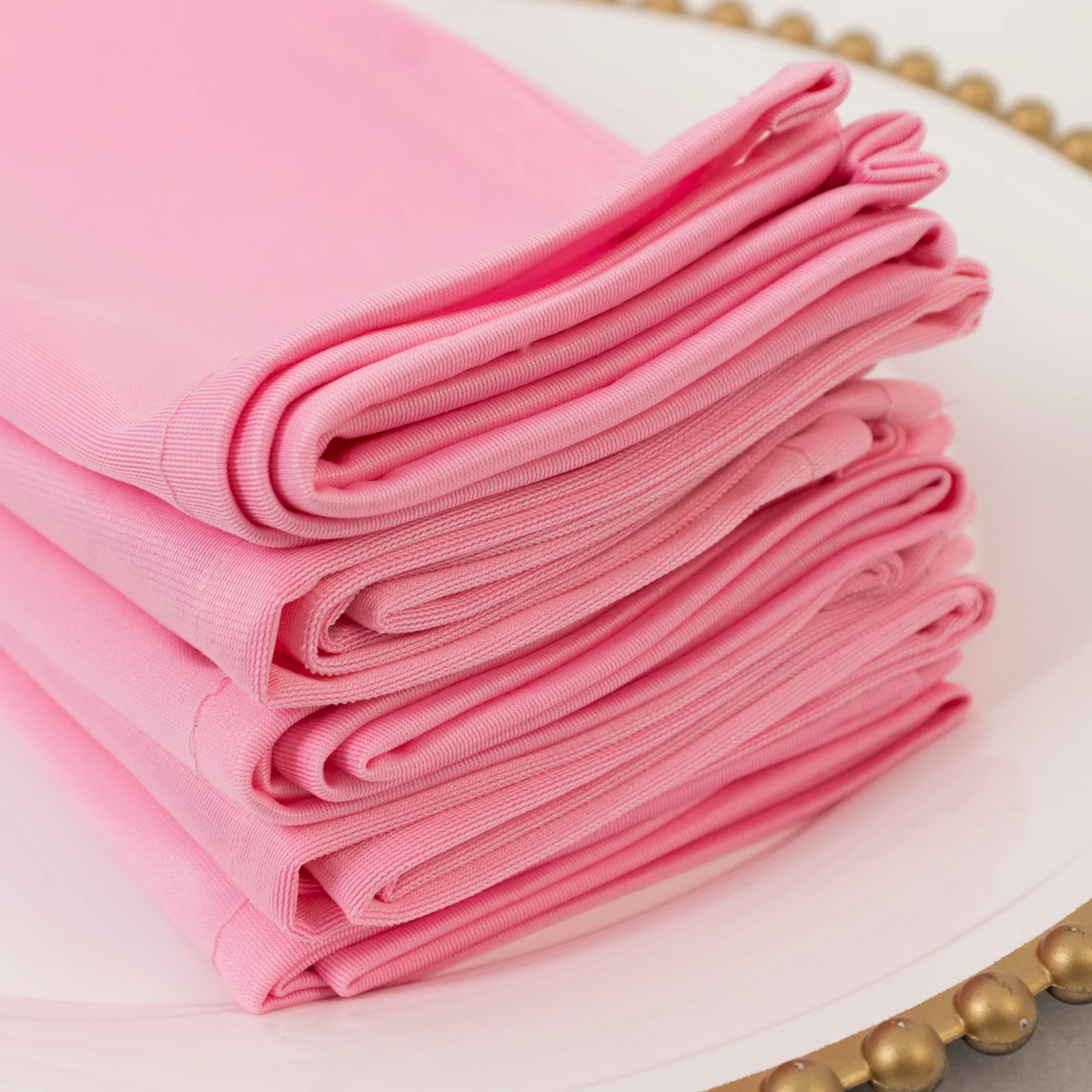 5 Pack Scuba Cloth Napkins – 17"x17" Pink, Wrinkle-Free & Reusable Table Napkins - Image 5