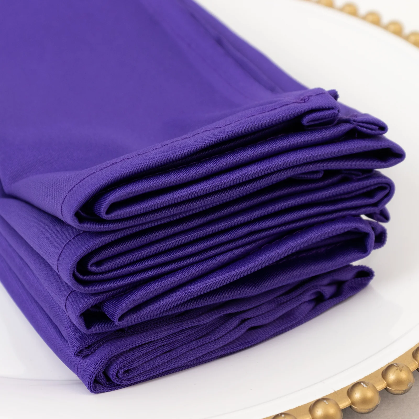 5 Pack Scuba Cloth Napkins – 17"x17" Purple, Wrinkle-Free & Reusable Table Napkins - Image 2