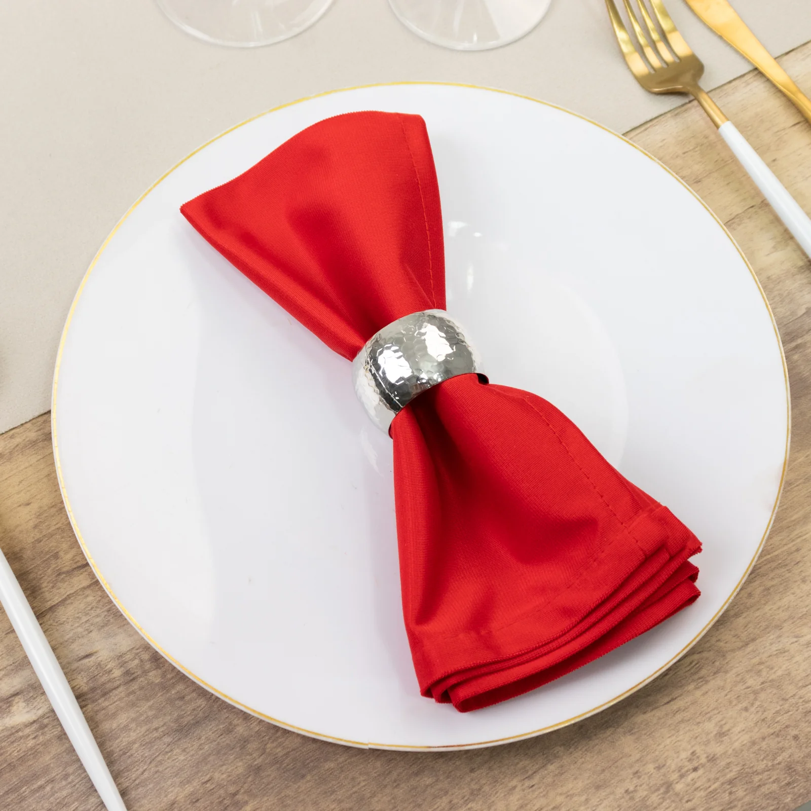 5 Pack Scuba Cloth Napkins – 17"x17" Red, Wrinkle-Free & Reusable Table Napkins - Image 9