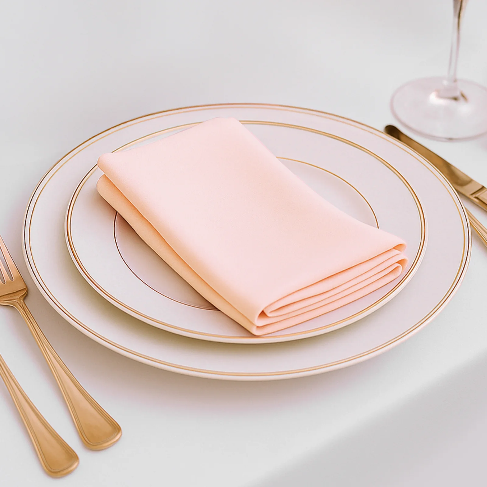5 Pack Scuba Cloth Napkins – 17"x17" Blush, Wrinkle-Free & Reusable Table Napkins