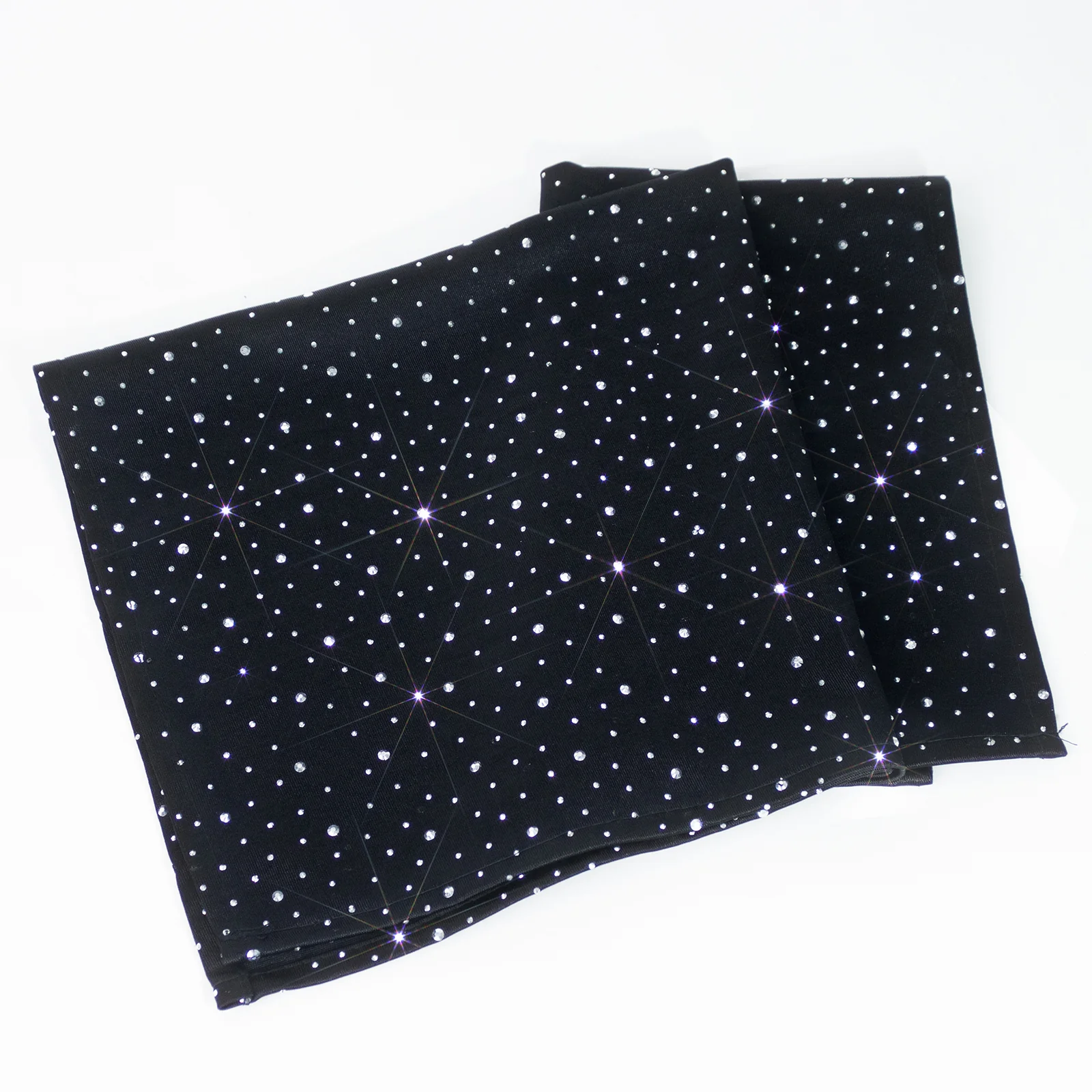 5-Pack Scuba Polyester Napkins with Rhinestone Accents – Black 20"x20" Wrinkle-Free Reusable Cloth Napkins - Image 2
