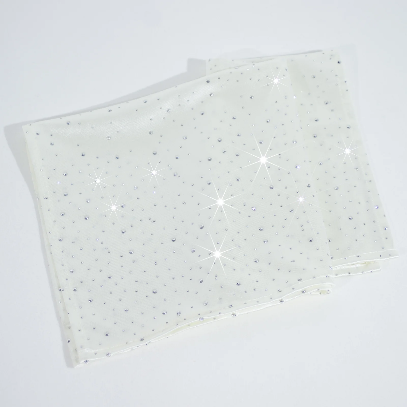 5-Pack Scuba Polyester Napkins with Rhinestone Accents – Pearl White 20"x20" Wrinkle-Free Reusable Cloth Napkins - Image 2