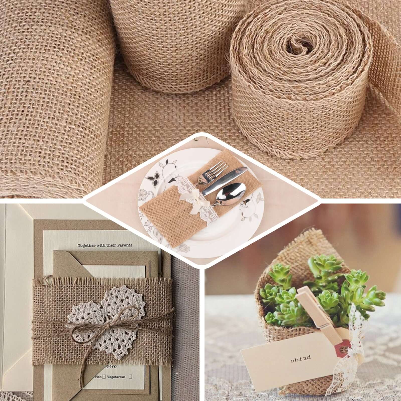 Natural Burlap Fabric Roll, Jute DIY Craft Fabric Bolt 5"x10 Yards - Image 4