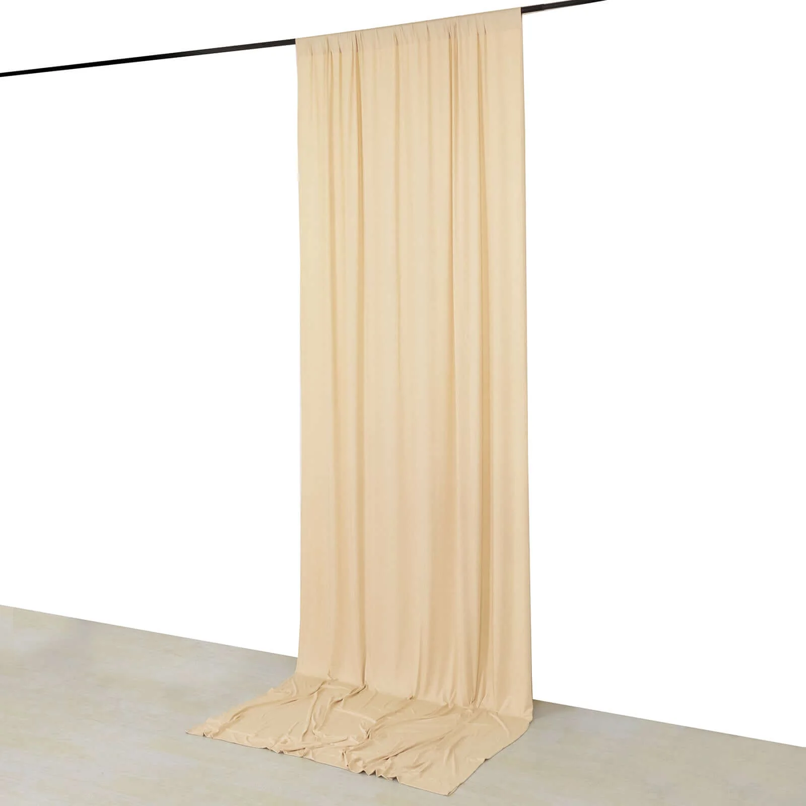 Beige 4-Way Stretch Spandex Backdrop Drape Curtain, Wrinkle Free Event Divider Panel with Rod Pockets - 5ftx12ft - Image 7