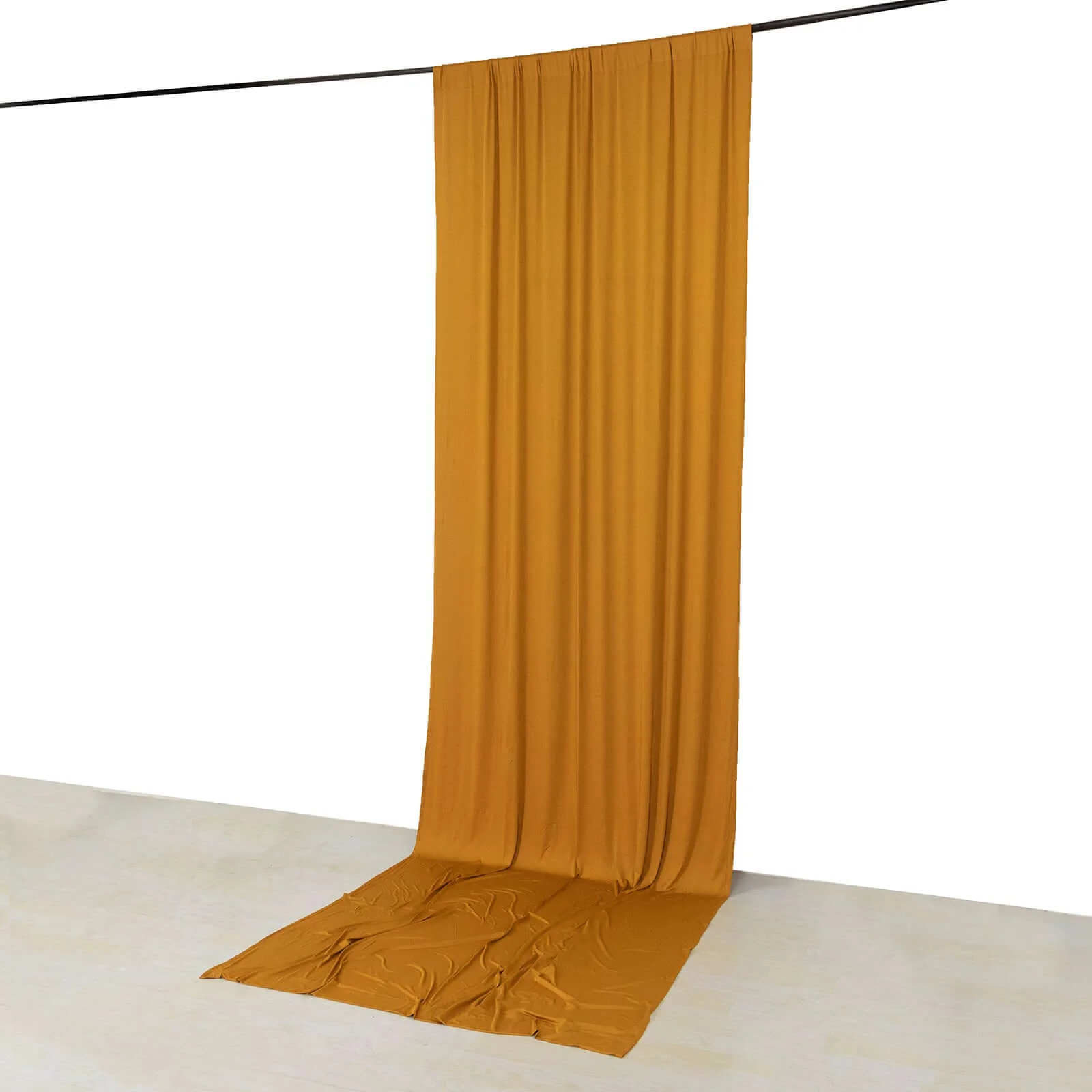 Gold 4-Way Stretch Spandex Backdrop Drape Curtain, Wrinkle Free Event Divider Panel with Rod Pockets - 5ftx14ft - Image 2