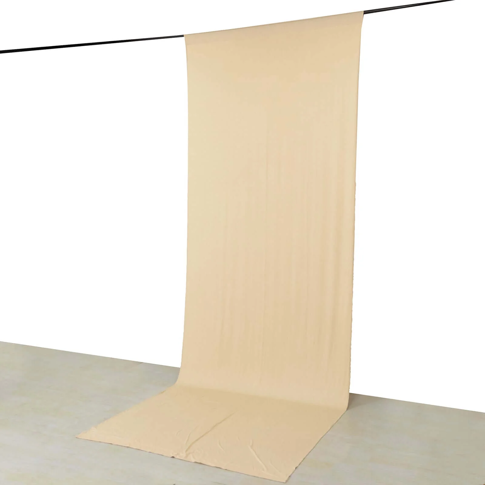 Beige 4-Way Stretch Spandex Backdrop Drape Curtain, Wrinkle Free Event Divider Panel with Rod Pockets - 5ftx14ft - Image 3