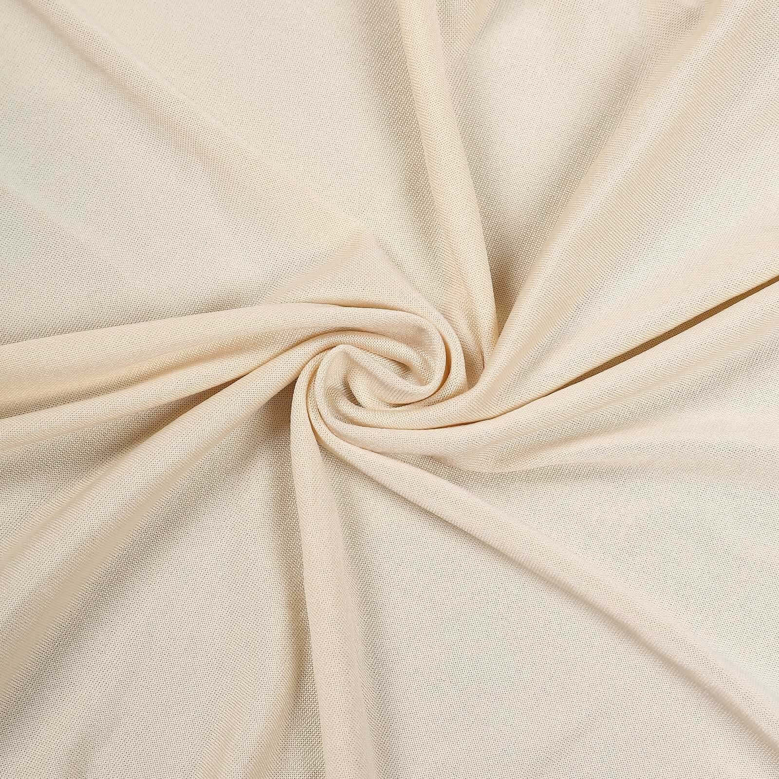 Beige 4-Way Stretch Spandex Backdrop Drape Curtain, Wrinkle Free Event Divider Panel with Rod Pockets - 5ftx14ft - Image 7
