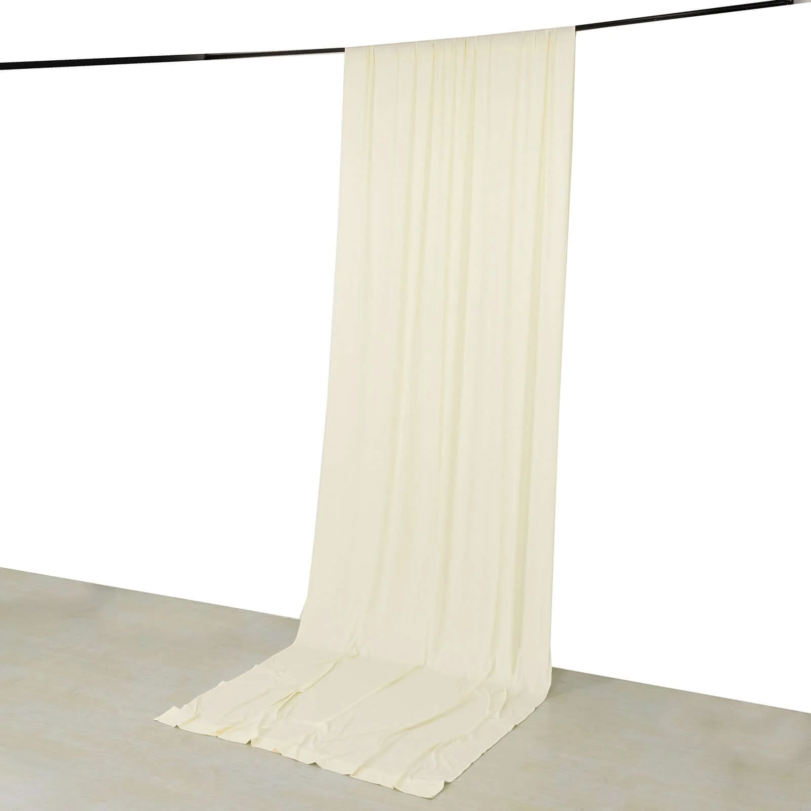 Ivory 4-Way Stretch Spandex Backdrop Drape Curtain, Wrinkle Free Event Divider Panel with Rod Pockets - 5ftx14ft - Image 6