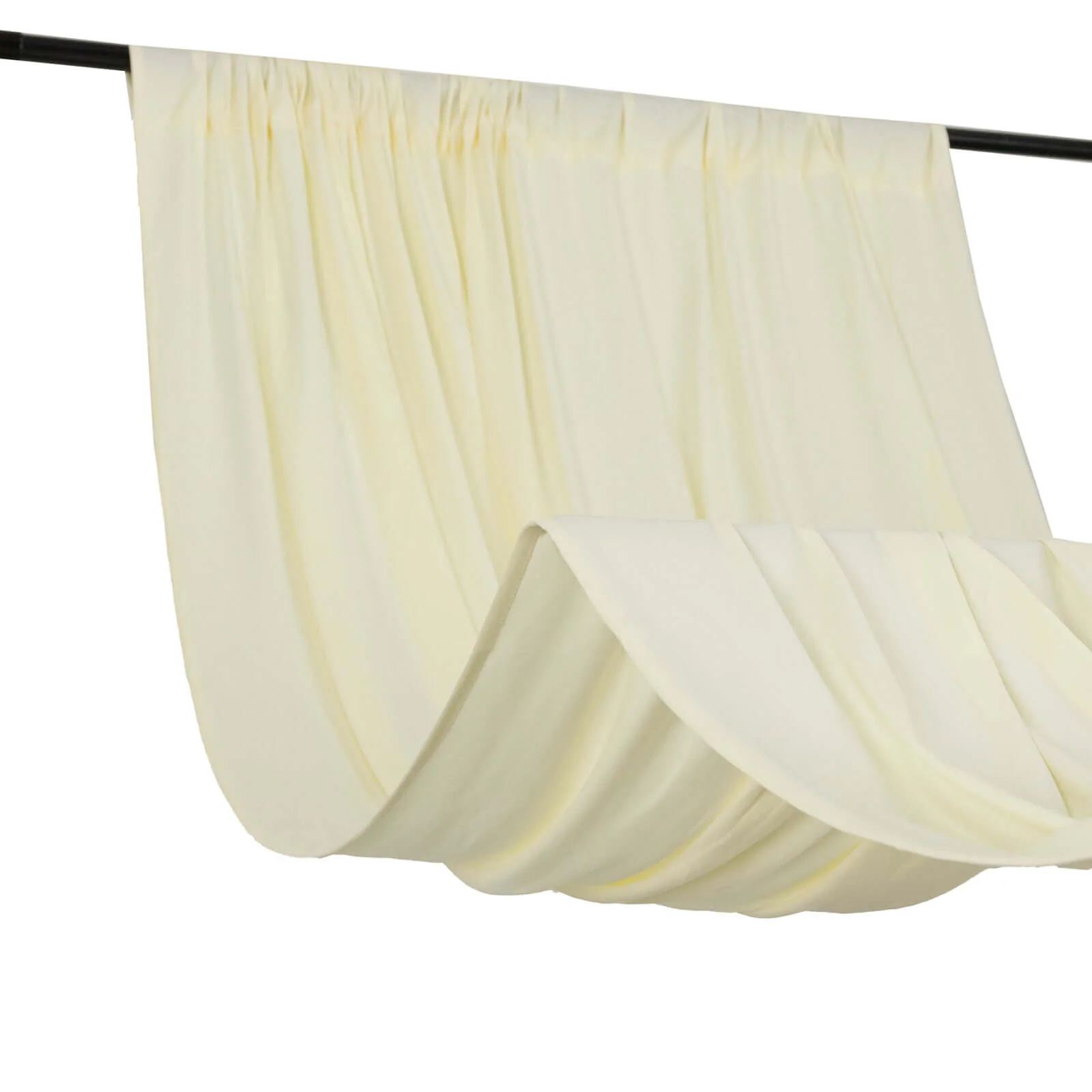 Ivory 4-Way Stretch Spandex Backdrop Drape Curtain, Wrinkle Free Event Divider Panel with Rod Pockets - 5ftx14ft - Image 8