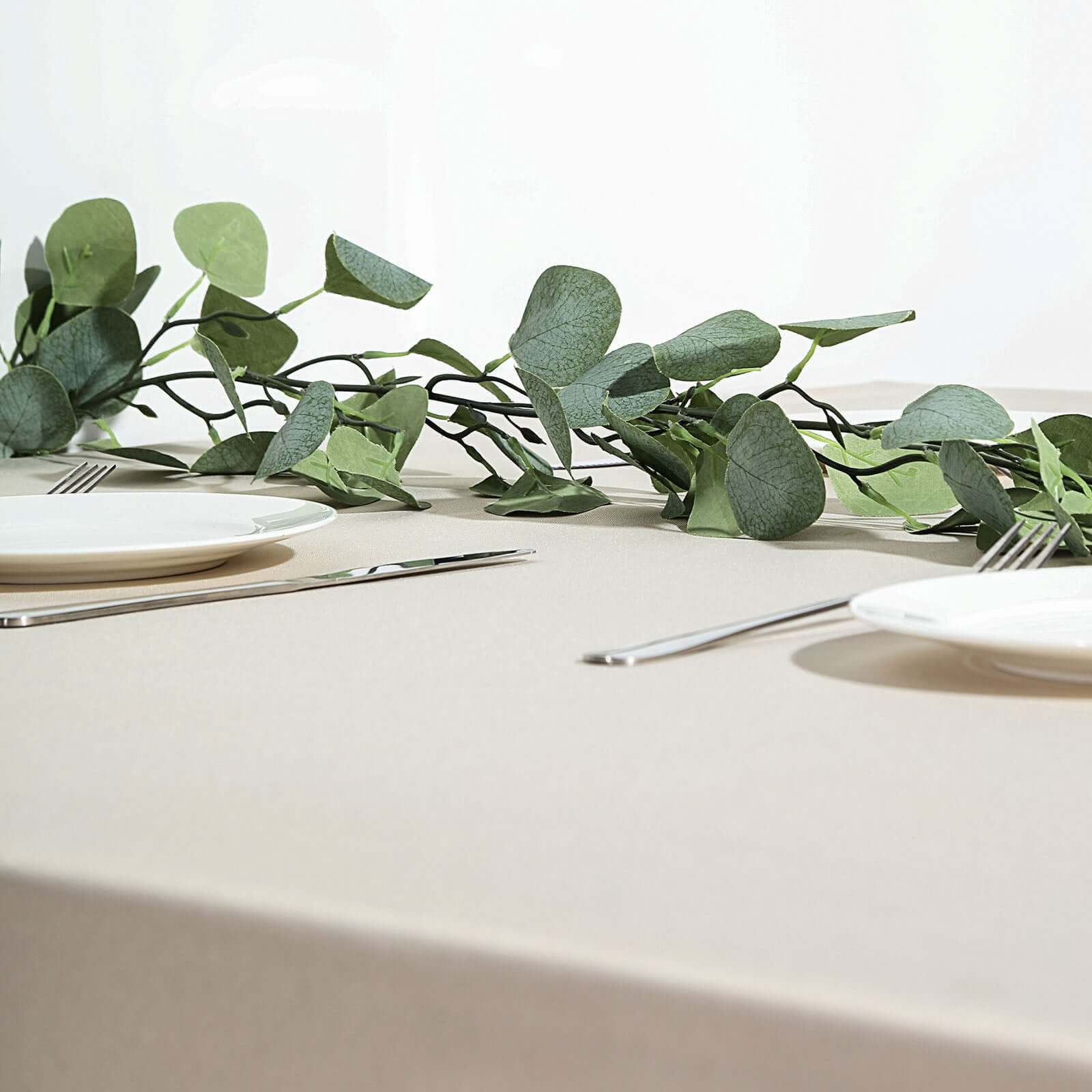 Frosted Green Artificial Silk Eucalyptus Leaf Garland Vine 6.5ft - Image 2