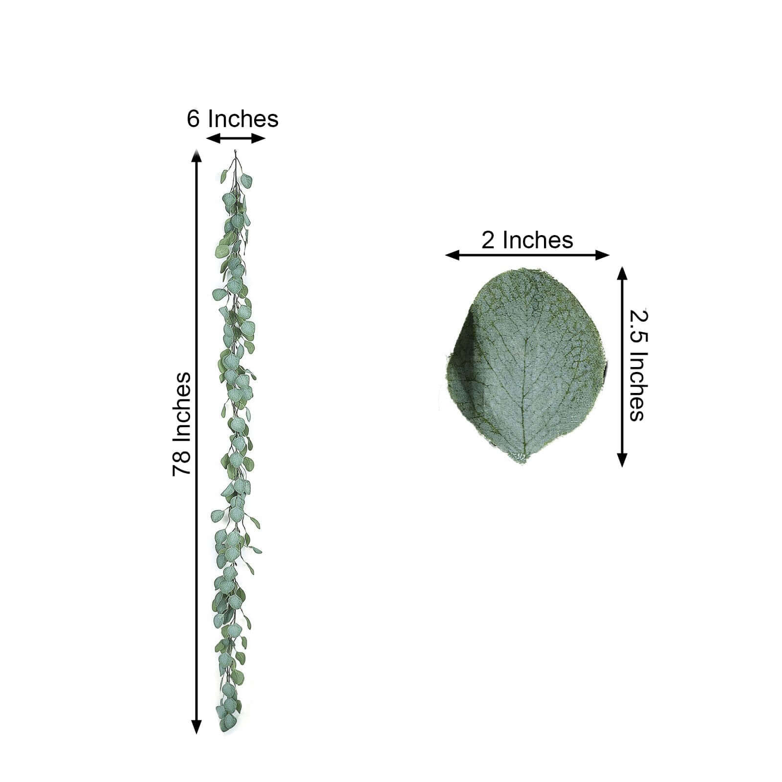 Frosted Green Artificial Silk Eucalyptus Leaf Garland Vine 6.5ft - Image 3