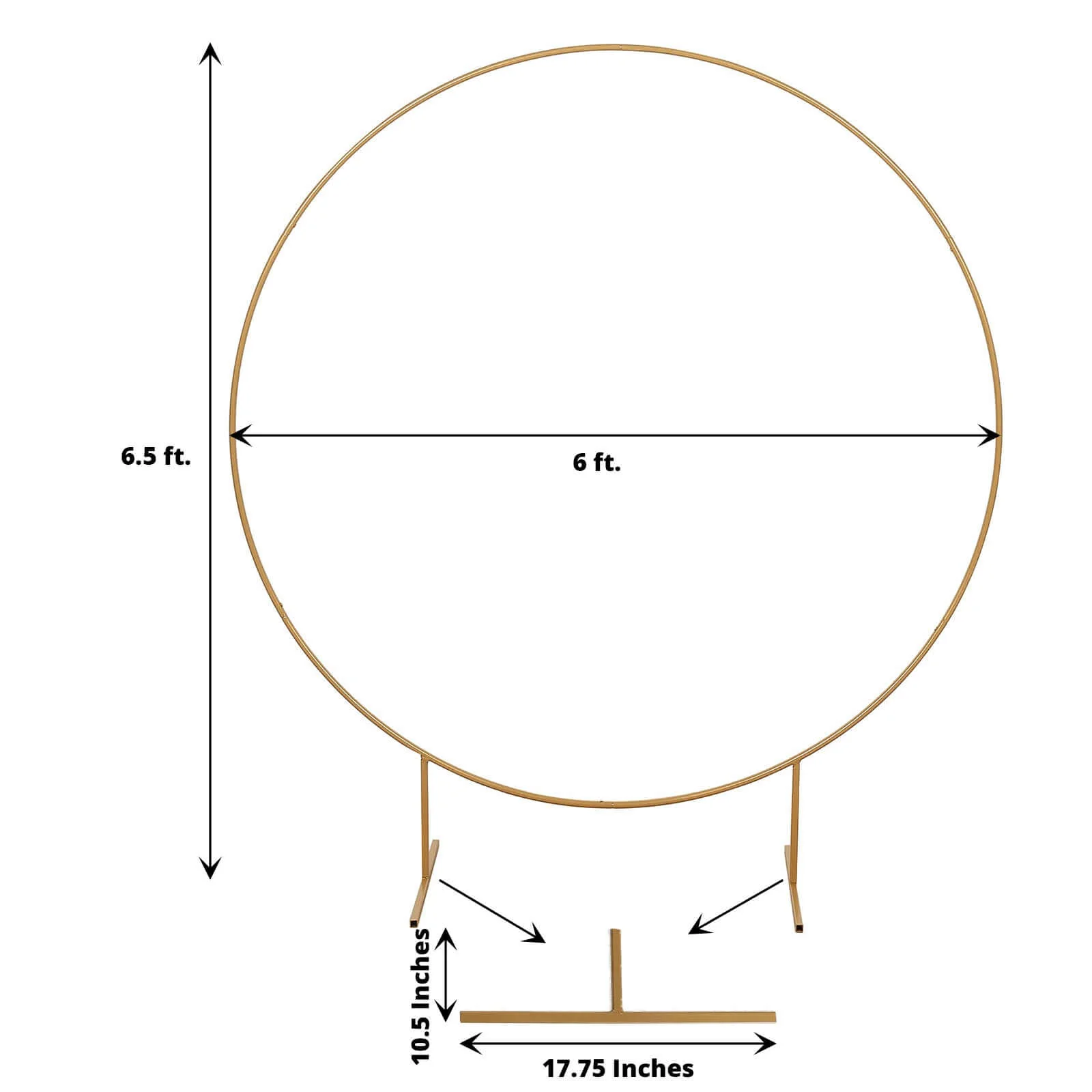Gold Metal Floral Balloon Garland Hoop, Round Backdrop Frame, Circle Wedding Arch 6.5ft - Image 3