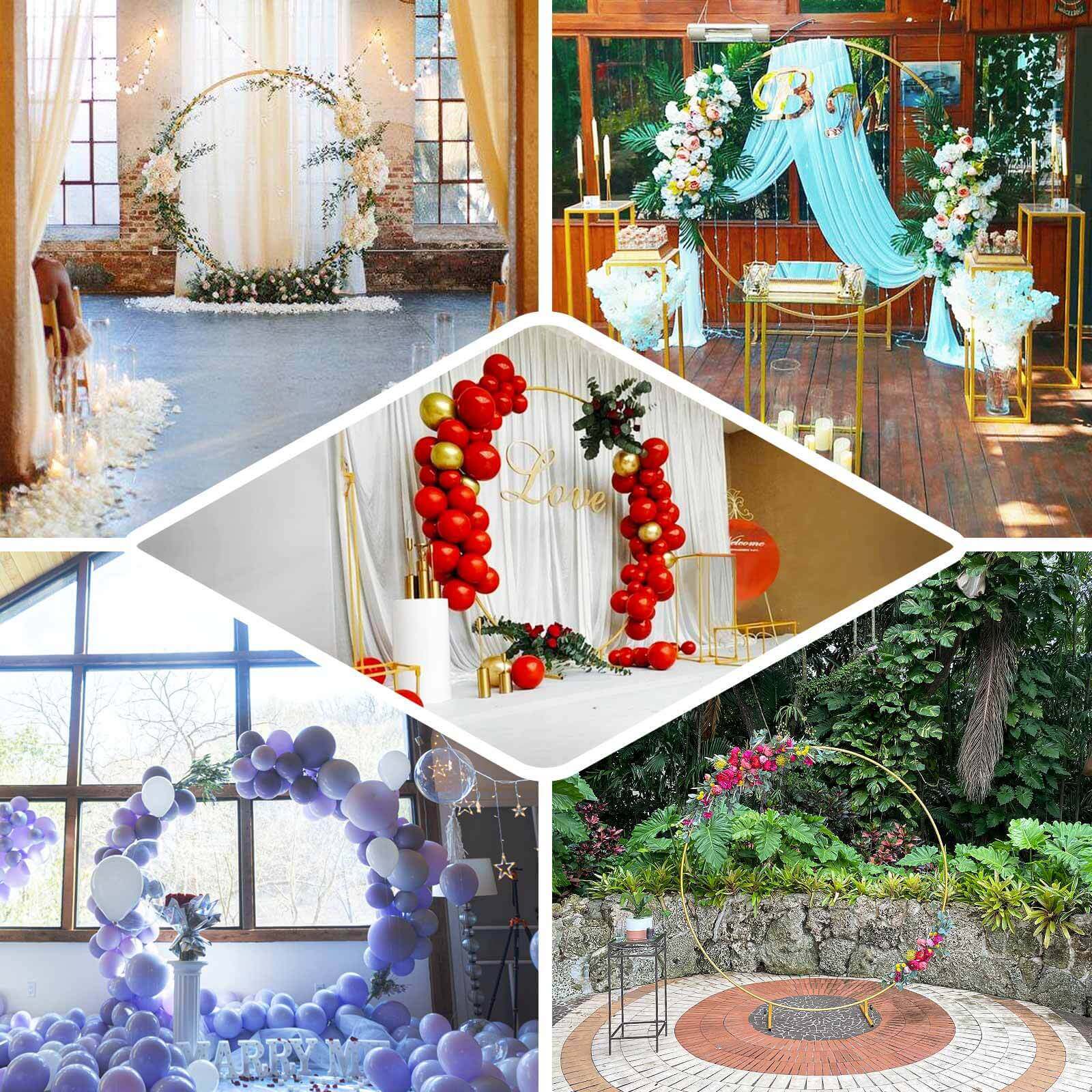 Gold Metal Floral Balloon Garland Hoop, Round Backdrop Frame, Circle Wedding Arch 6.5ft - Image 5