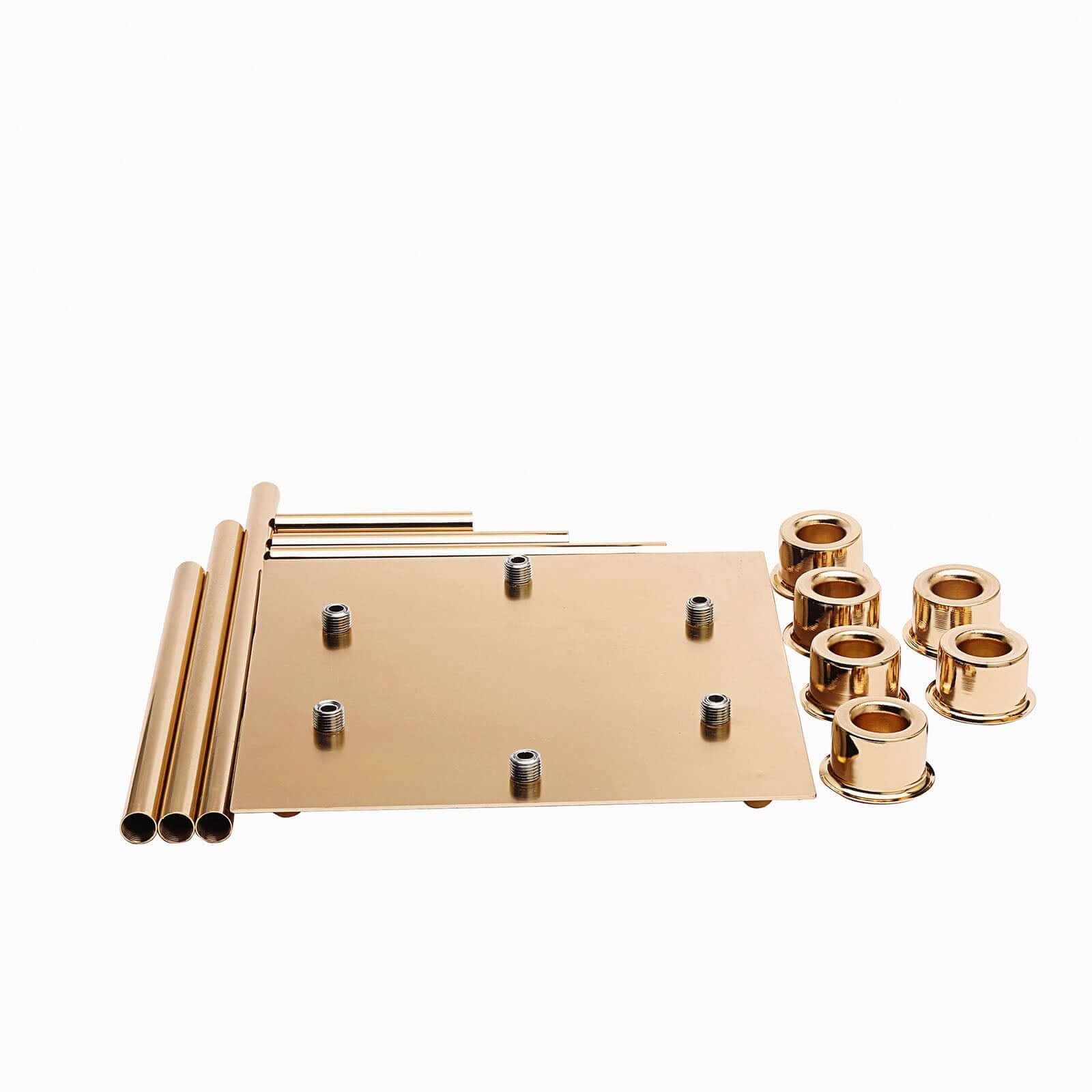 6-Arm Gold Cluster Taper Candle Holder with Clear Glass Shades 24" - Chic Candle Arrangement for Intimate Events - Image 8