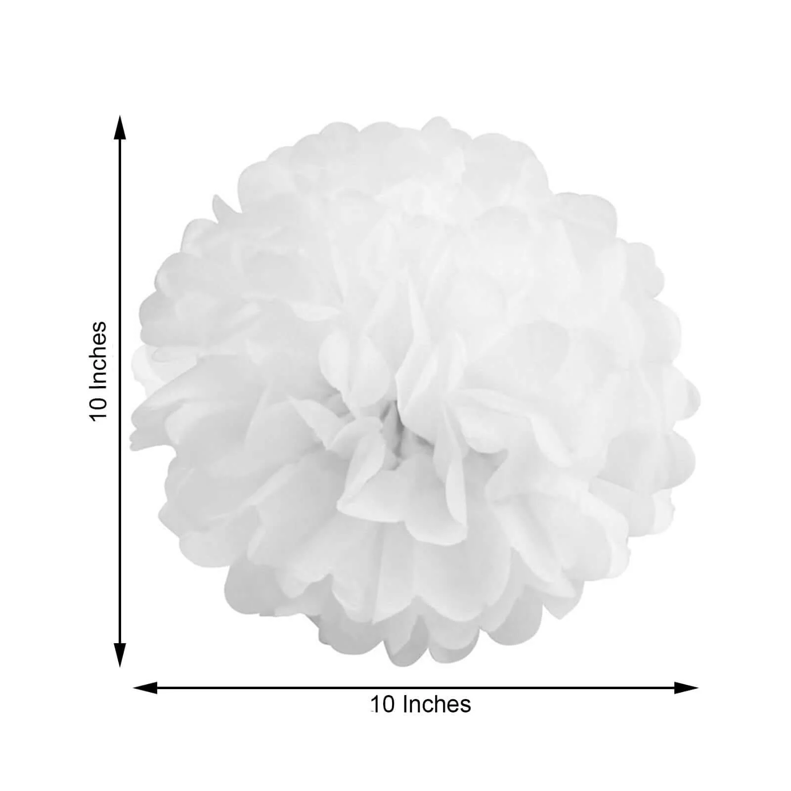 6 Pack White Tissue Paper Pom Poms Flower Balls, Ceiling Wall Hanging Decorations 10" - Image 3