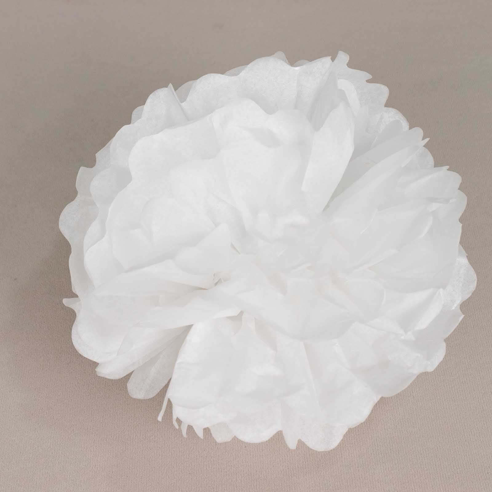 6 Pack White Tissue Paper Pom Poms Flower Balls, Ceiling Wall Hanging Decorations 10" - Image 7