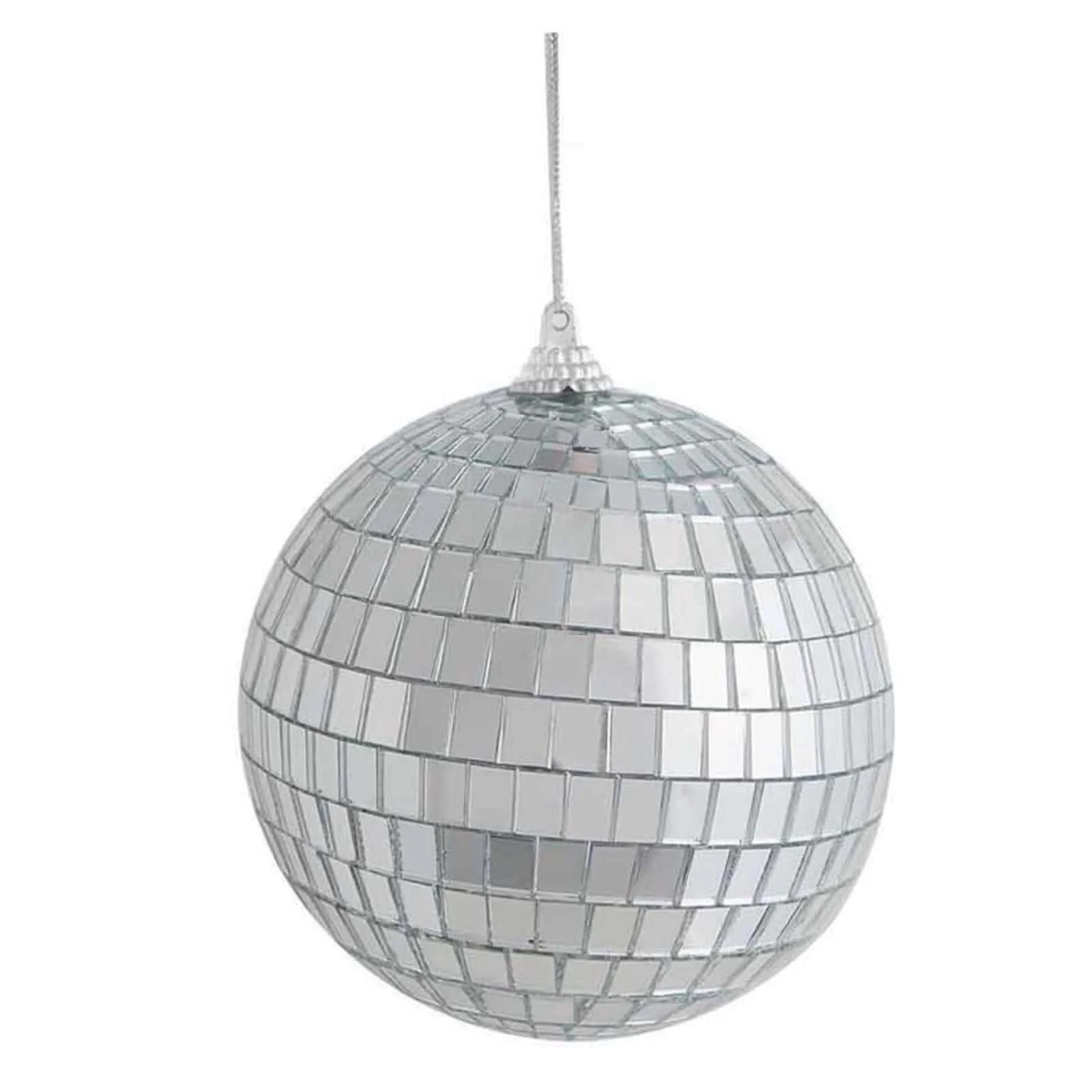 6 Pack Silver Foam Disco Mirror Ball With Hanging Strings, Holiday Christmas Ornaments 2" - Image 2
