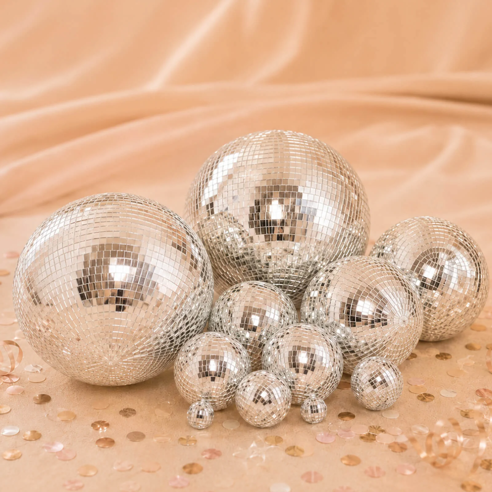 6 Pack Silver Foam Disco Mirror Ball With Hanging Strings, Holiday Christmas Ornaments 2" - Image 6